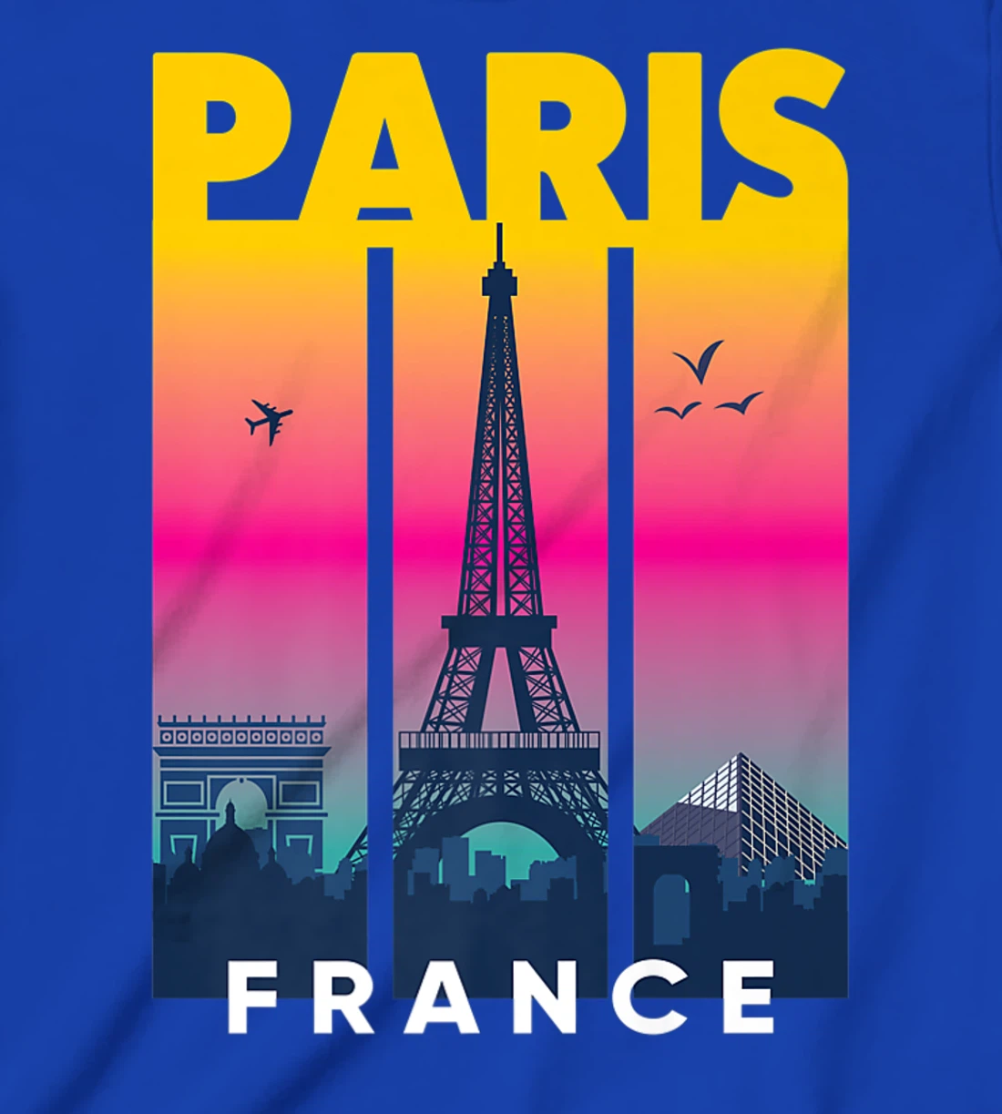 Cool Vibrant Paris France Eiffel Tower Skyline City of Light T-Shirt, Kid T-Shirt and Women T-Shirt