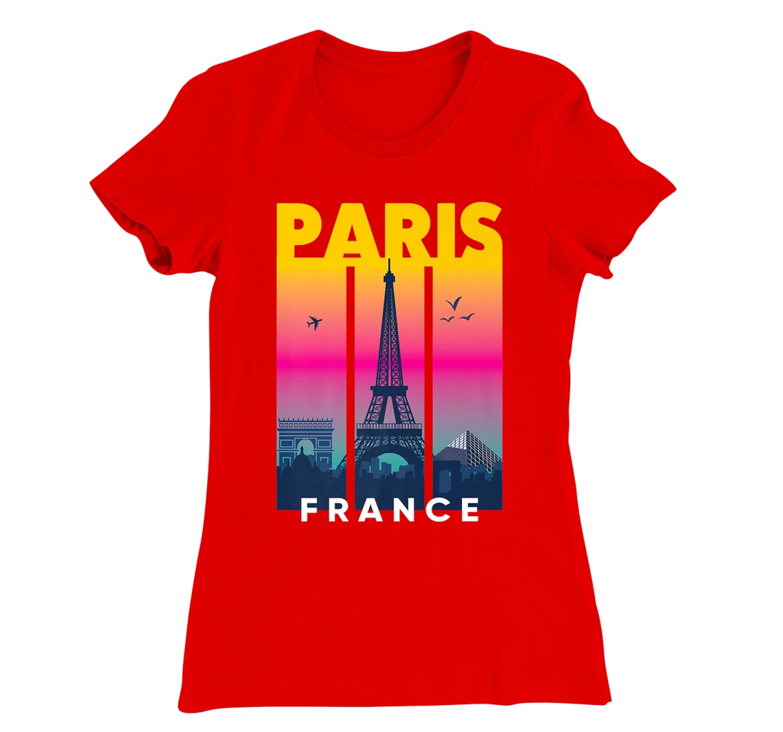 Cool Vibrant Paris France Eiffel Tower Skyline City of Light T-Shirt, Kid T-Shirt and Women T-Shirt