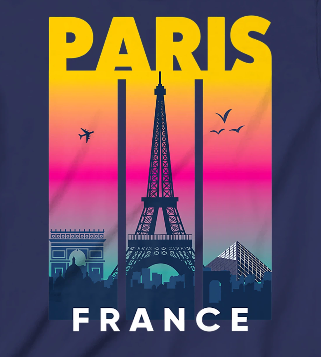 Cool Vibrant Paris France Eiffel Tower Skyline City of Light T-Shirt, Kid T-Shirt and Women T-Shirt