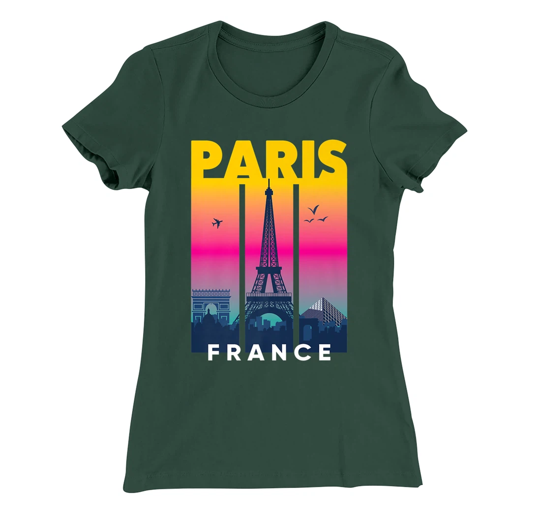 Cool Vibrant Paris France Eiffel Tower Skyline City of Light T-Shirt, Kid T-Shirt and Women T-Shirt