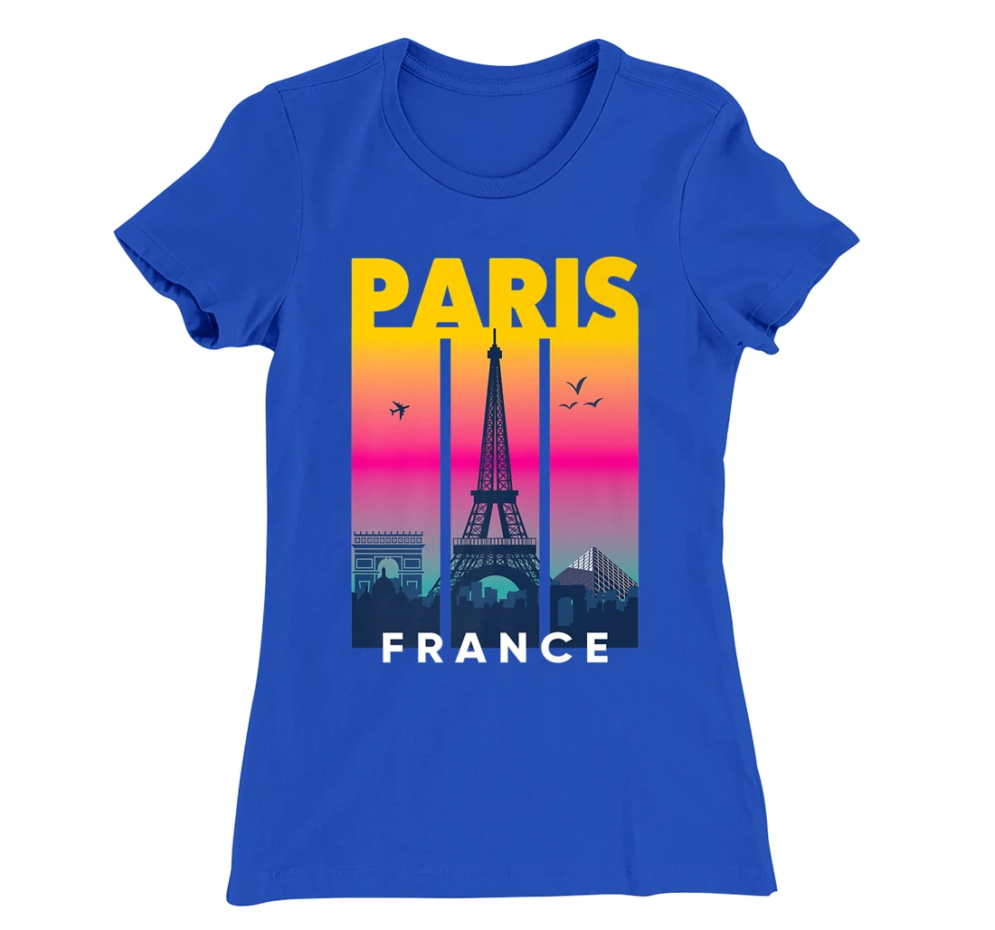 Cool Vibrant Paris France Eiffel Tower Skyline City of Light T-Shirt, Kid T-Shirt and Women T-Shirt