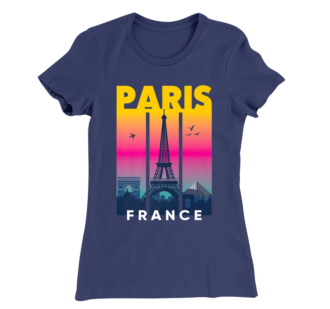 Cool Vibrant Paris France Eiffel Tower Skyline City of Light T-Shirt, Kid T-Shirt and Women T-Shirt
