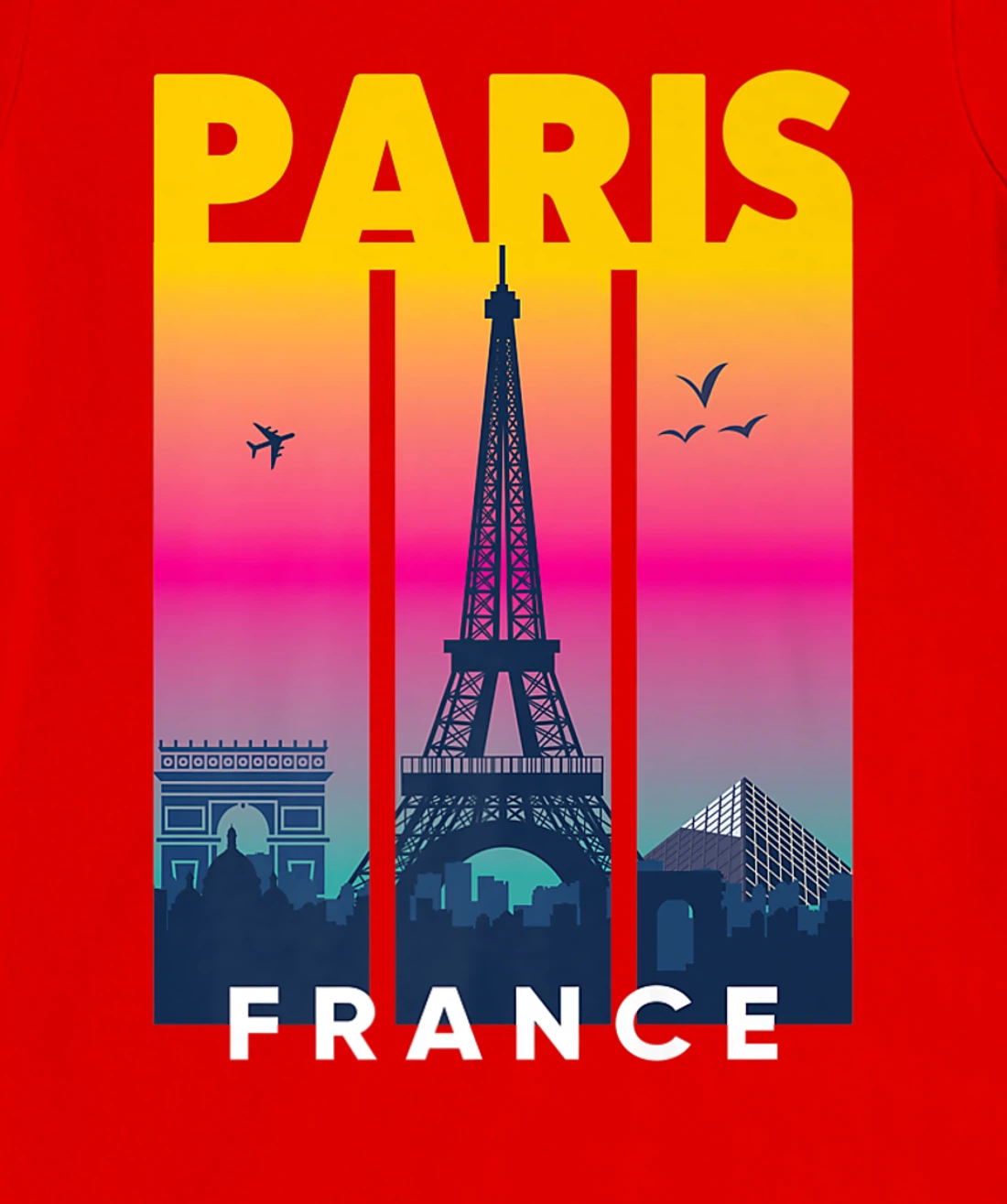 Cool Vibrant Paris France Eiffel Tower Skyline City of Light T-Shirt, Kid T-Shirt and Women T-Shirt