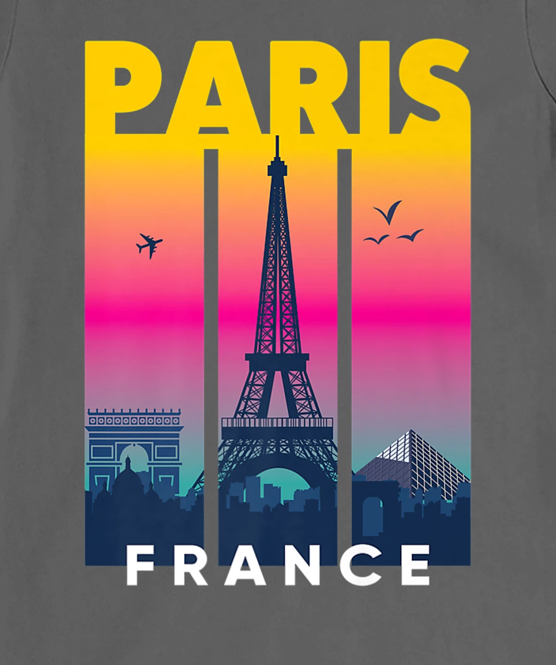 Cool Vibrant Paris France Eiffel Tower Skyline City of Light T-Shirt, Kid T-Shirt and Women T-Shirt