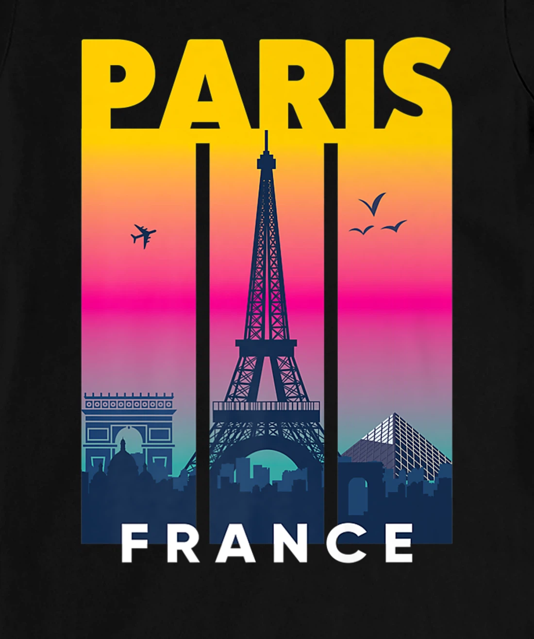 Cool Vibrant Paris France Eiffel Tower Skyline City of Light T-Shirt, Kid T-Shirt and Women T-Shirt