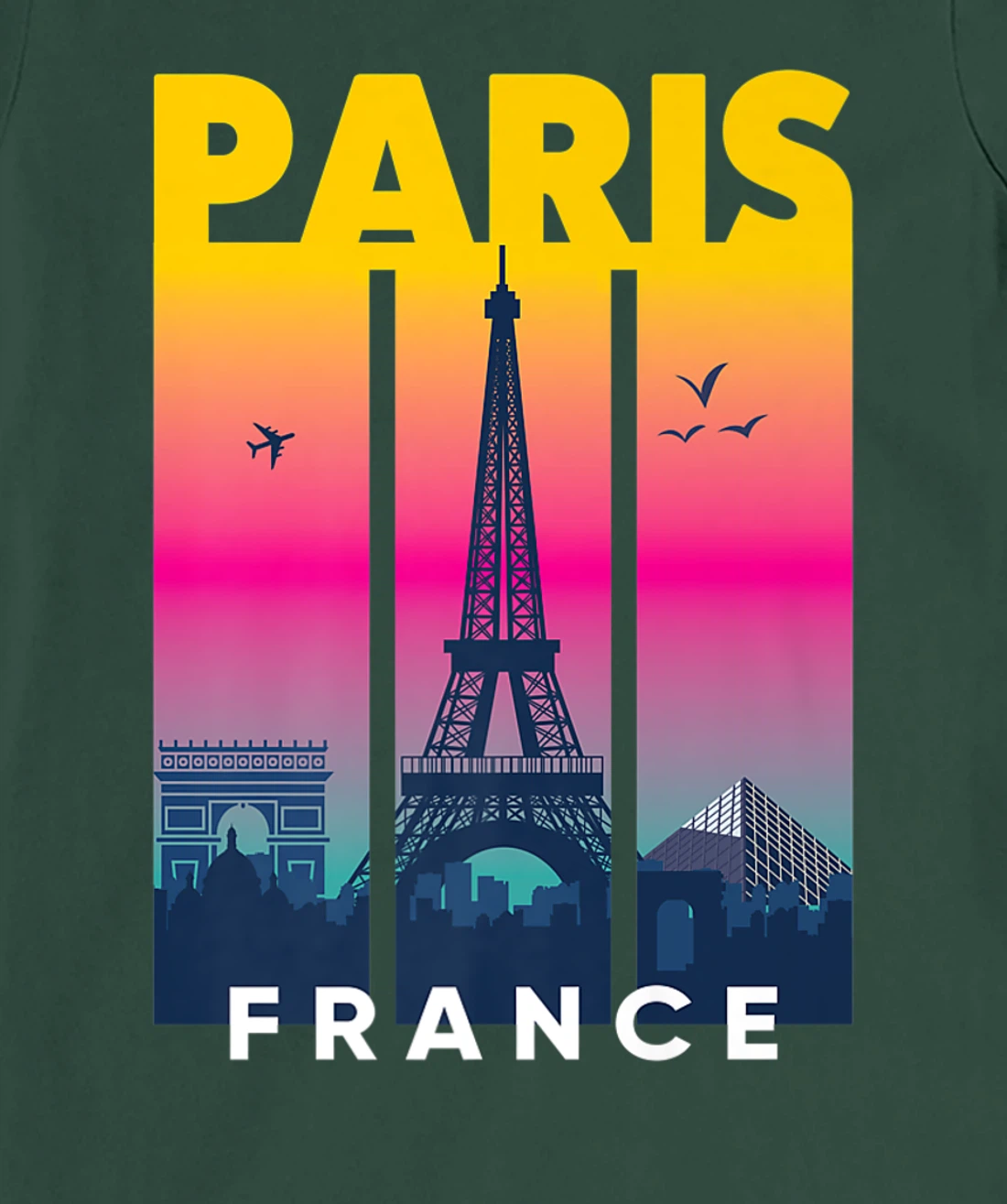 Cool Vibrant Paris France Eiffel Tower Skyline City of Light T-Shirt, Kid T-Shirt and Women T-Shirt