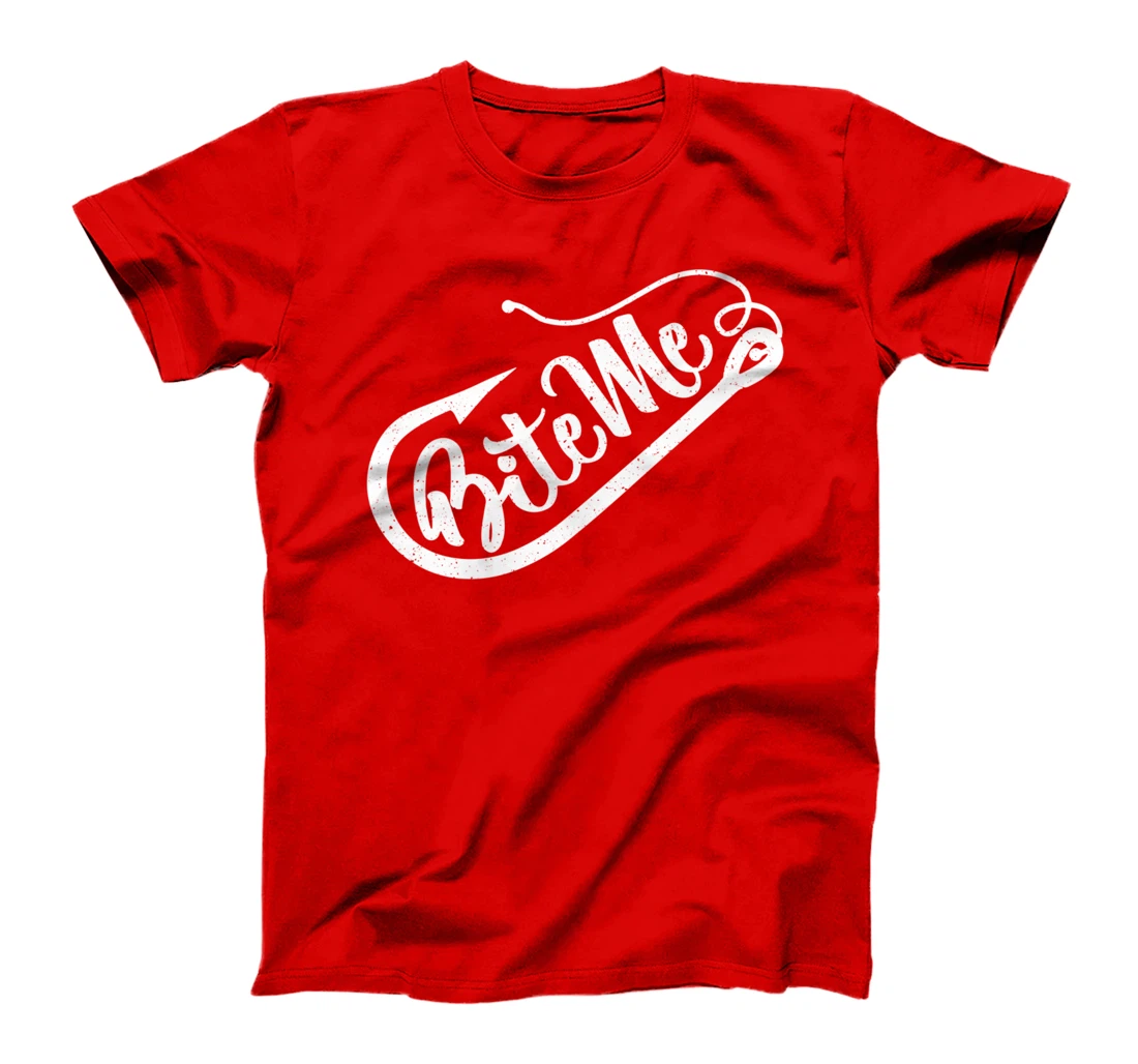 Funny Fisherman Outfit Vintage Fishing Hook Bite Me T-Shirt