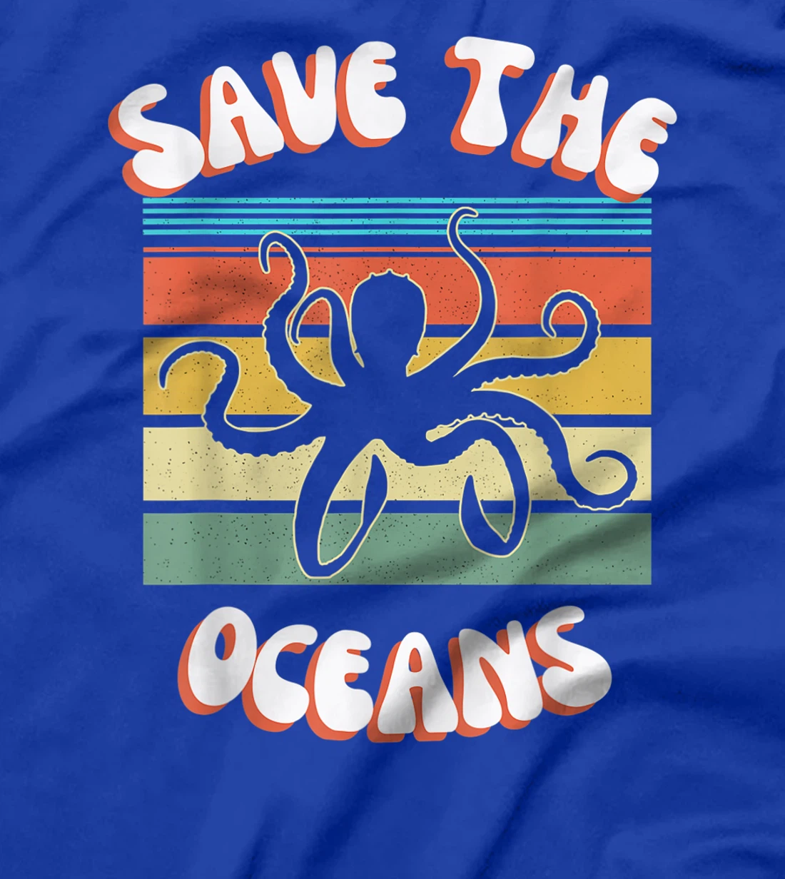 Save The Oceans Retro Sunsets Octopus Earth Day Gifts Design T-Shirt, Kid T-Shirt and Women T-Shirt