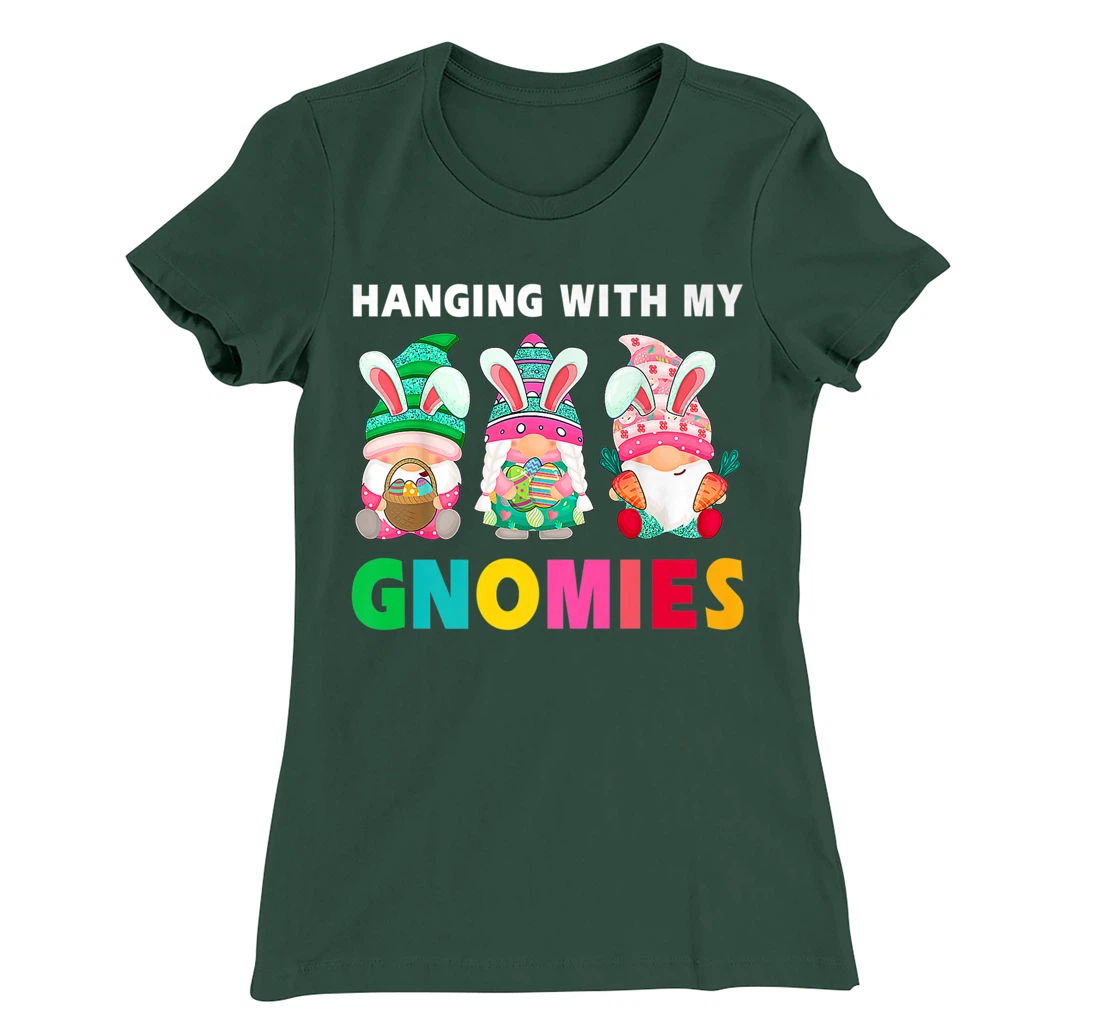Cute Hanging With My Gnomies Bunny Gnome Hunting Egg Season T-Shirt, Women T-Shirt