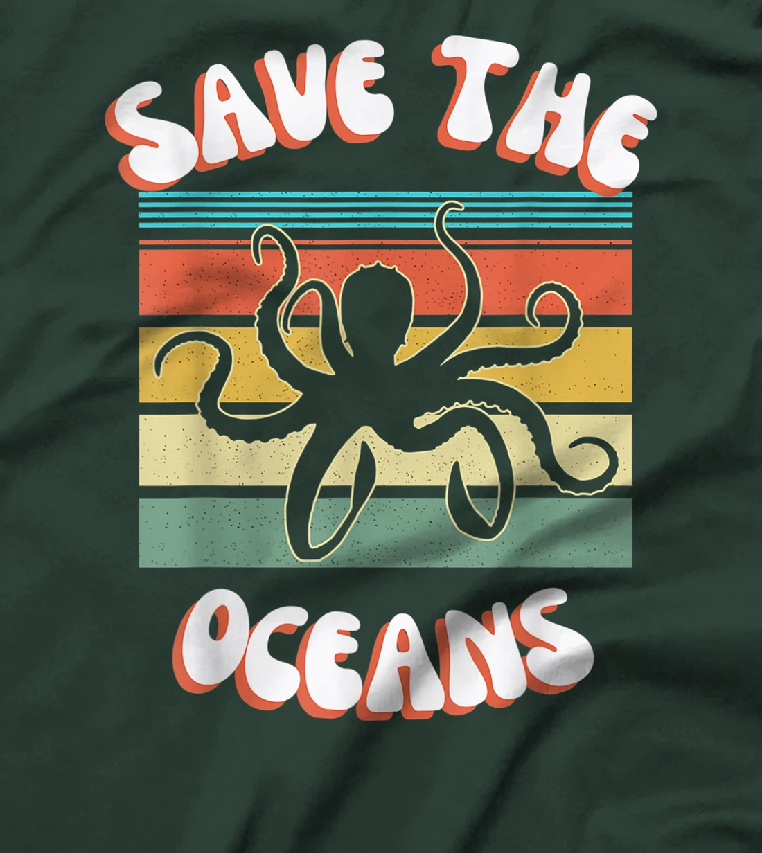 Save The Oceans Retro Sunsets Octopus Earth Day Gifts Design T-Shirt, Kid T-Shirt and Women T-Shirt