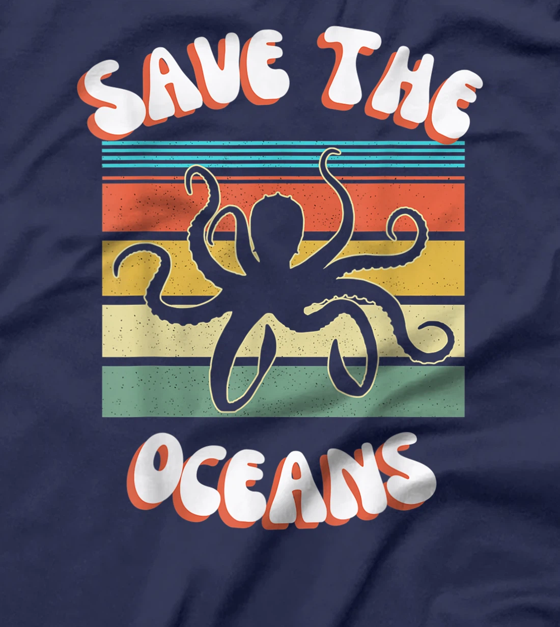 Save The Oceans Retro Sunsets Octopus Earth Day Gifts Design T-Shirt, Kid T-Shirt and Women T-Shirt