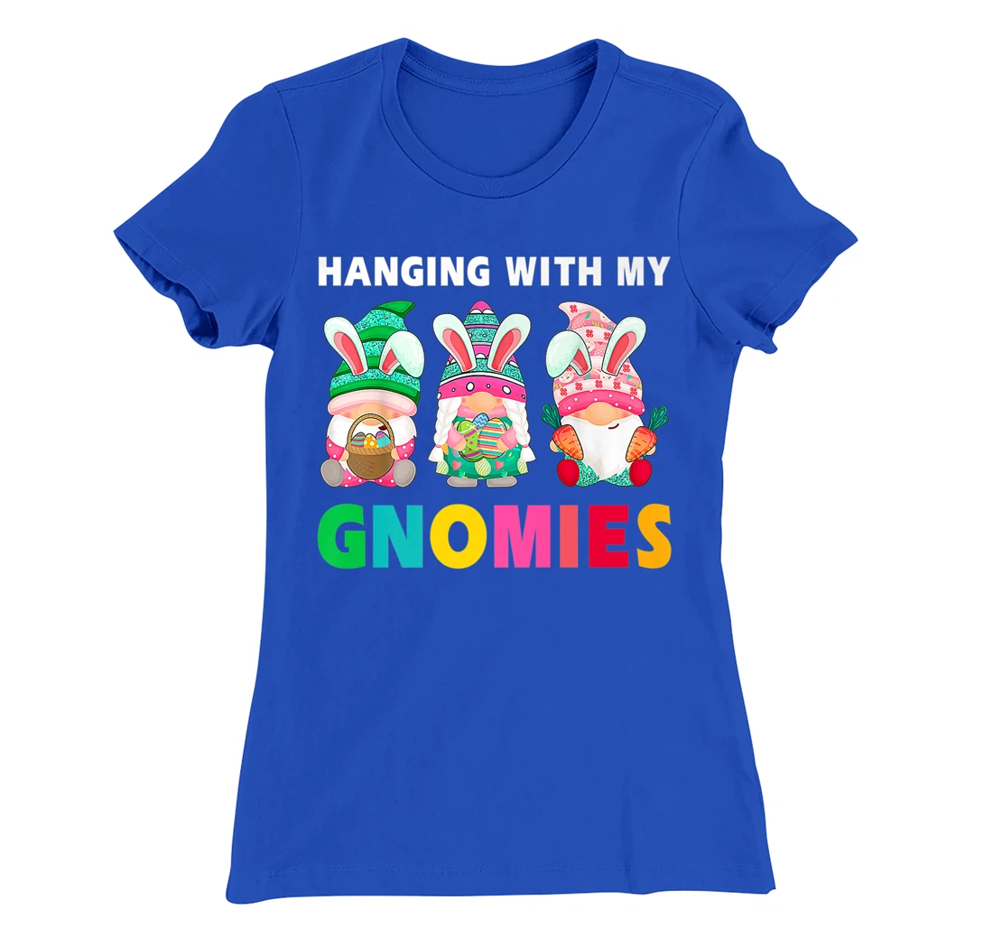 Cute Hanging With My Gnomies Bunny Gnome Hunting Egg Season T-Shirt, Women T-Shirt