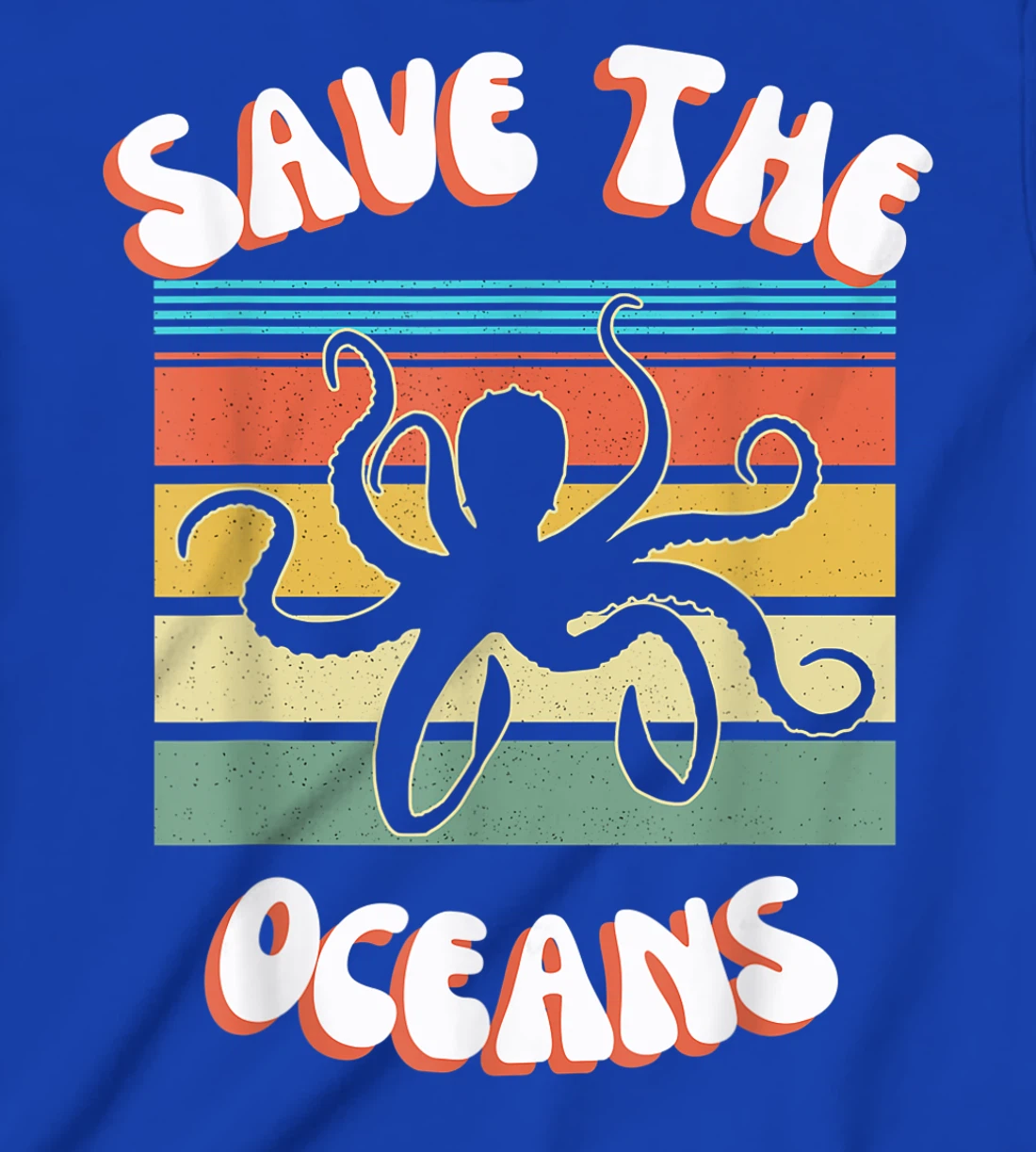 Save The Oceans Retro Sunsets Octopus Earth Day Gifts Design T-Shirt, Kid T-Shirt and Women T-Shirt