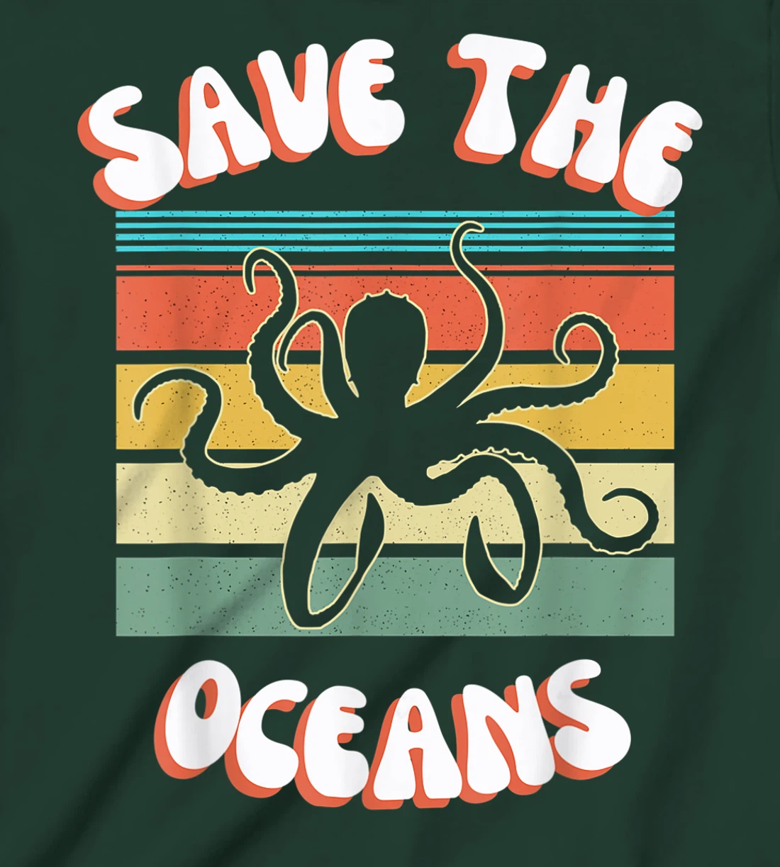 Save The Oceans Retro Sunsets Octopus Earth Day Gifts Design T-Shirt, Kid T-Shirt and Women T-Shirt