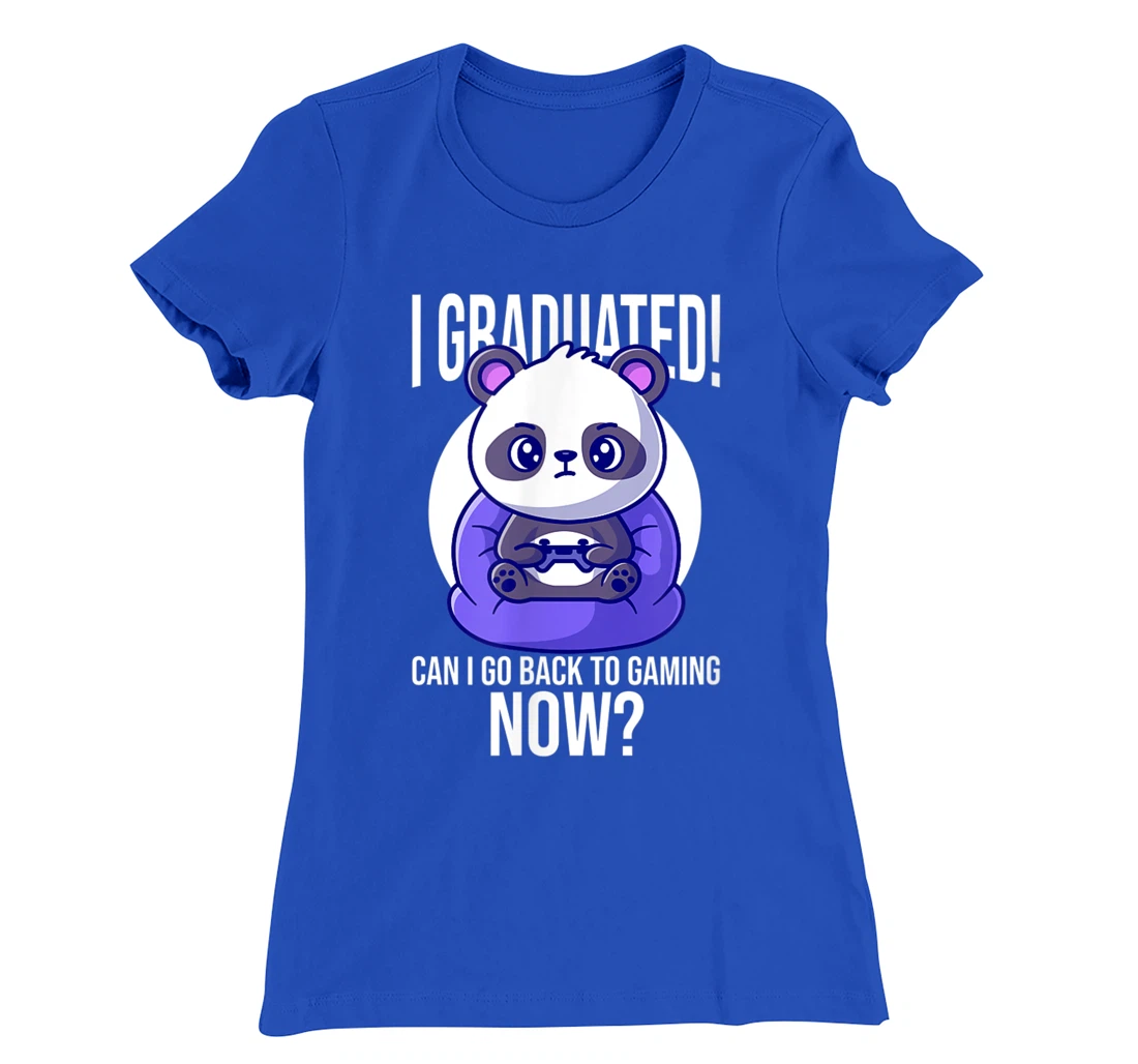 Funny Can I Go Back To Gaming Now Graduating Panda Playing T-Shirt, Kid T-Shirt and Women T-Shirt