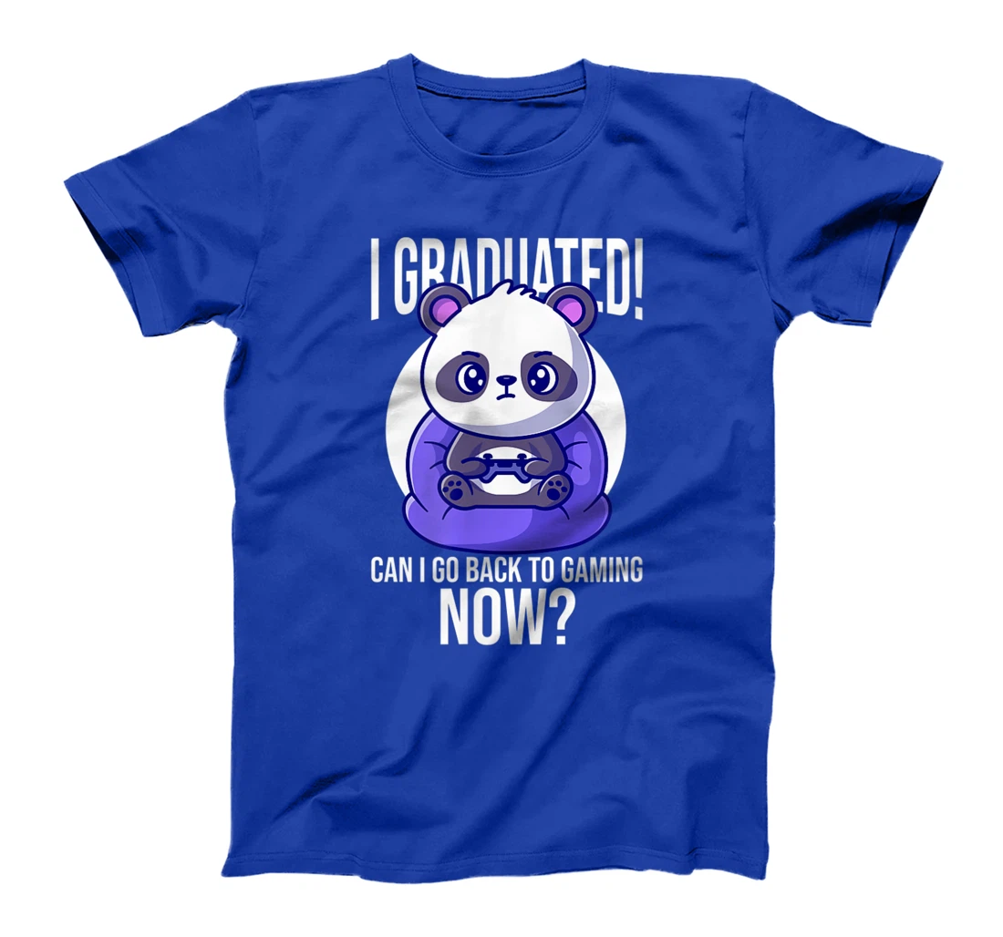 Funny Can I Go Back To Gaming Now Graduating Panda Playing T-Shirt, Kid T-Shirt and Women T-Shirt