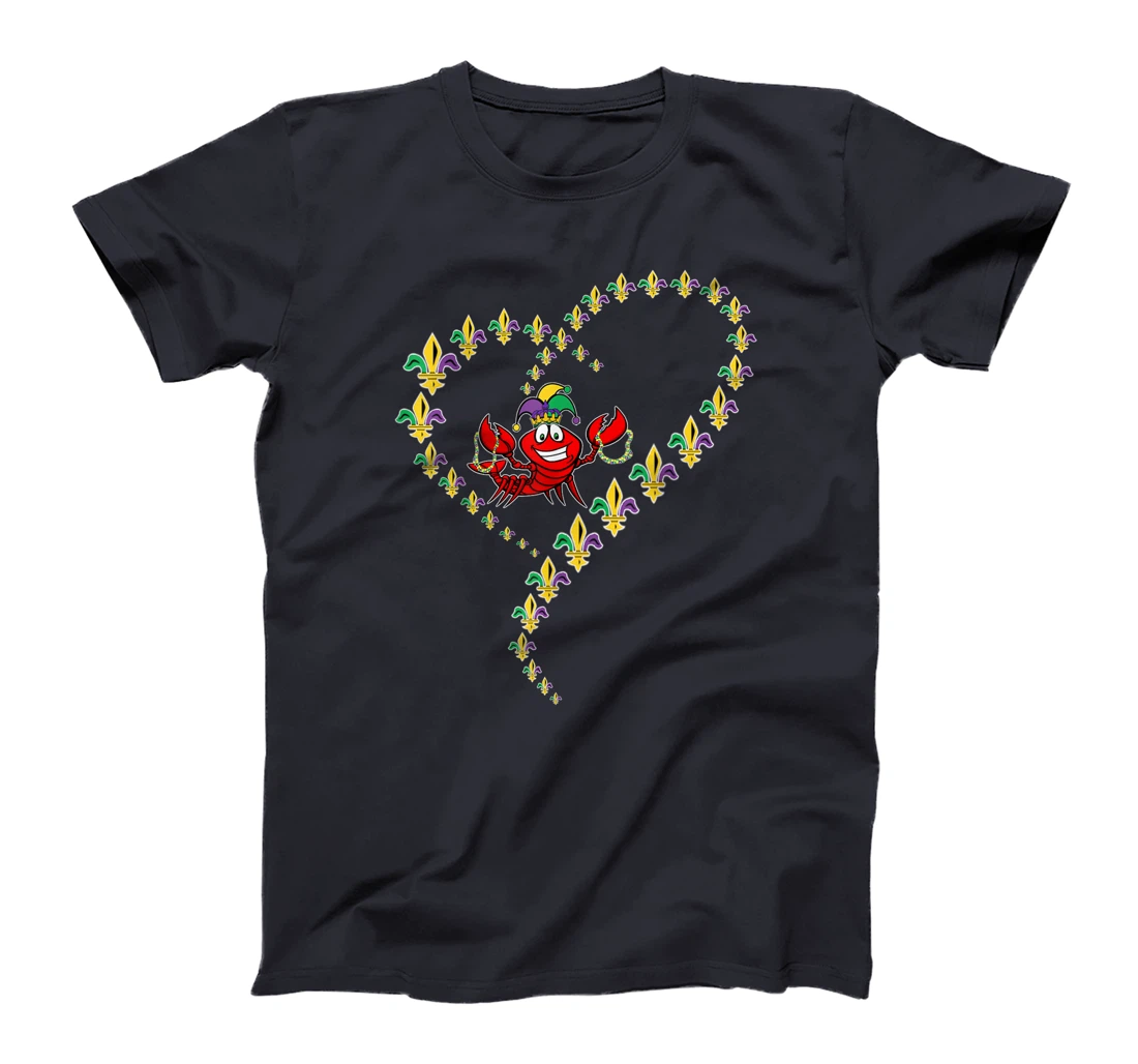 Cool Mardi Gras Fleur-De-Lis Heart Cute Jester Crawfish Boil T-Shirt, Kid T-Shirt and Women T-Shirt