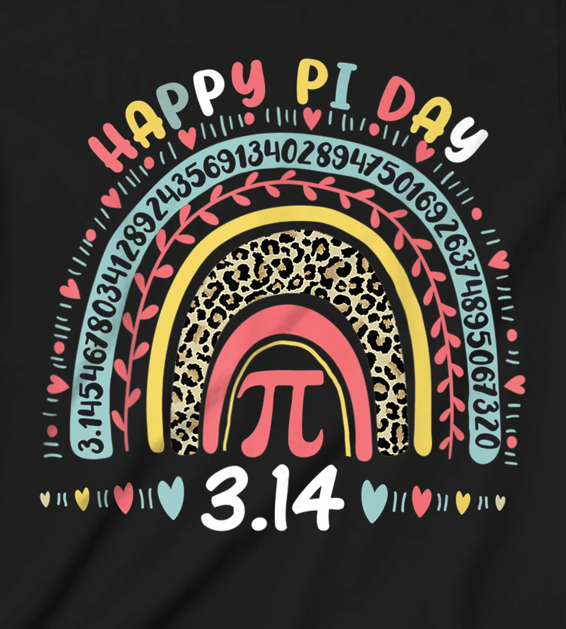 Happy Pi Day Mathematics Math Symbol Teacher Leopard Rainbow T-Shirt, Kid T-Shirt and Women T-Shirt
