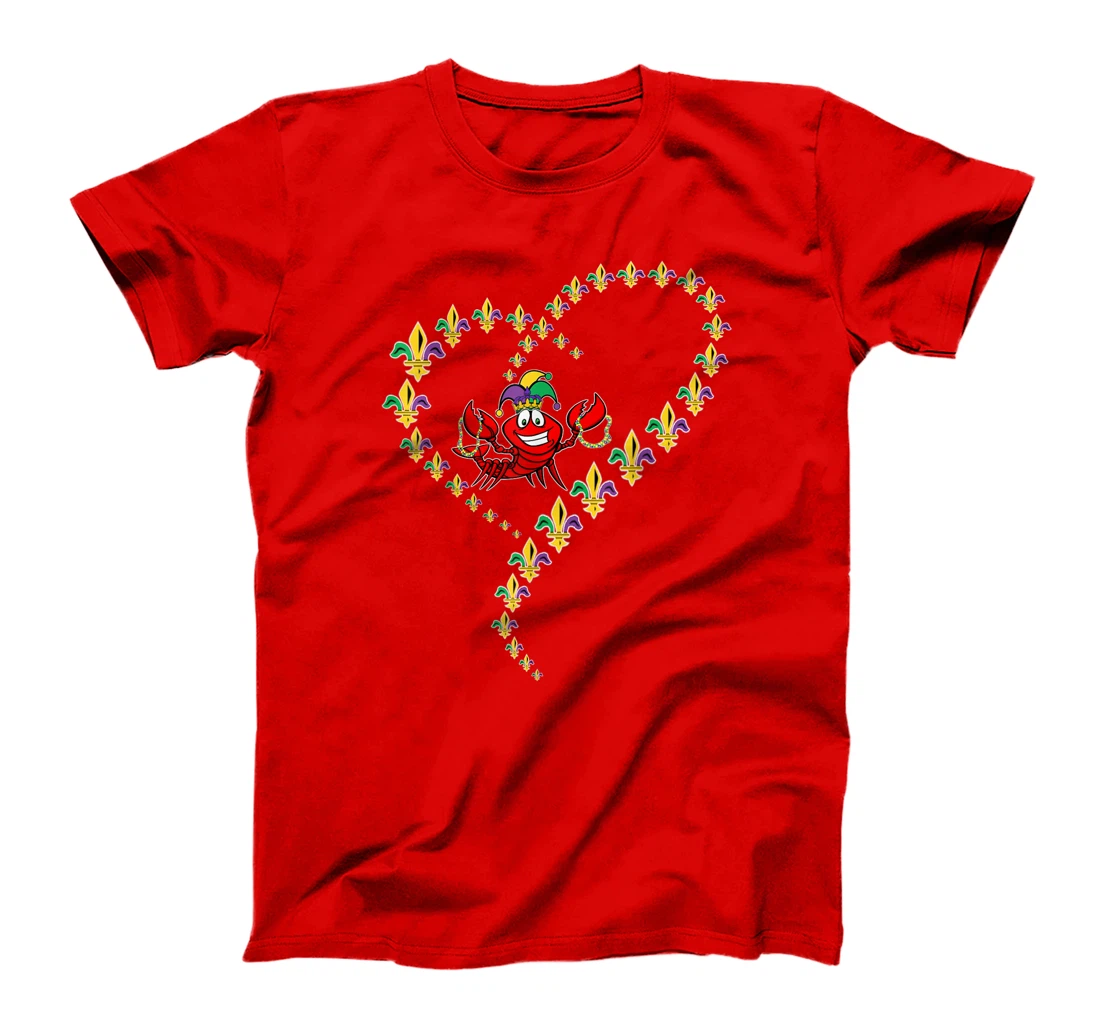 Cool Mardi Gras Fleur-De-Lis Heart Cute Jester Crawfish Boil T-Shirt, Kid T-Shirt and Women T-Shirt