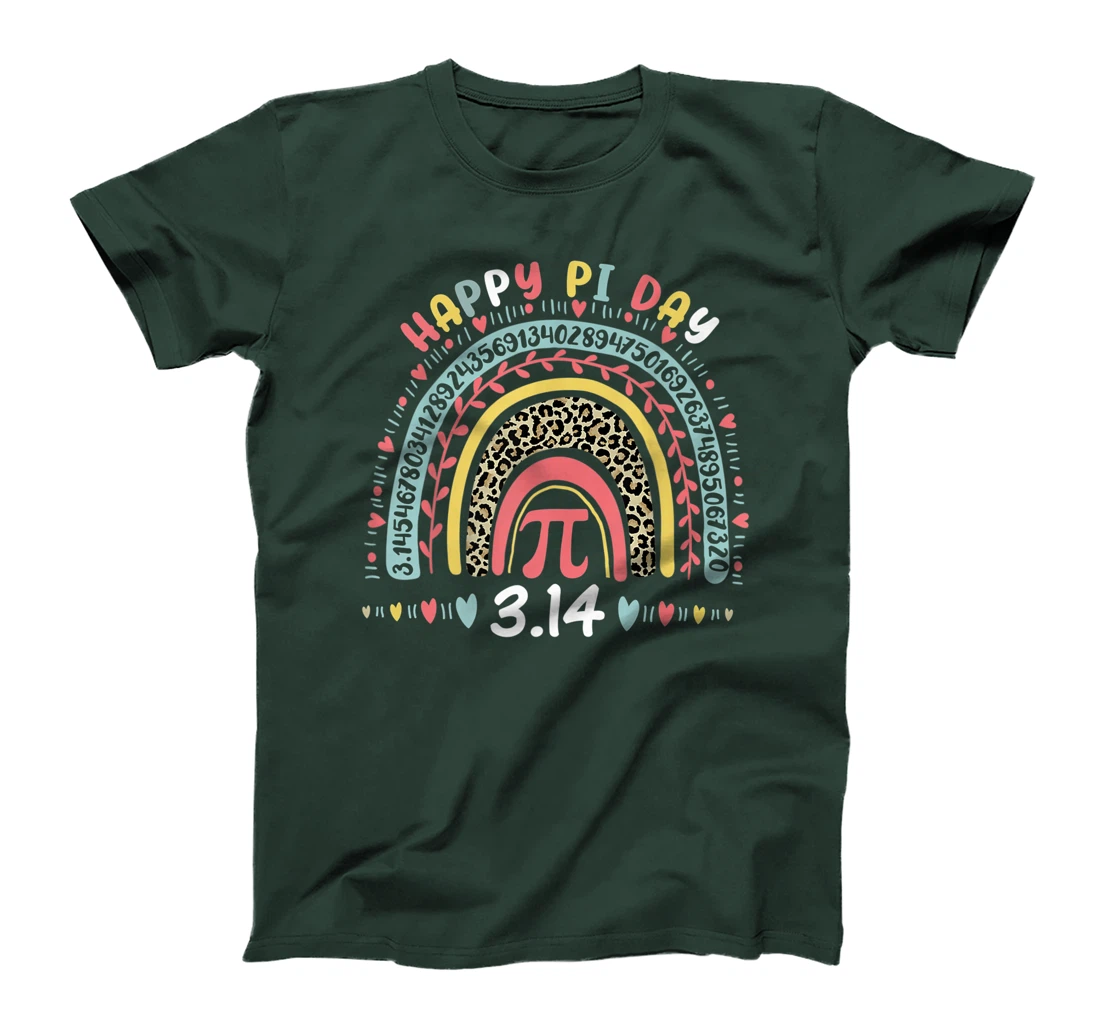 Happy Pi Day Mathematics Math Symbol Teacher Leopard Rainbow T-Shirt, Kid T-Shirt and Women T-Shirt