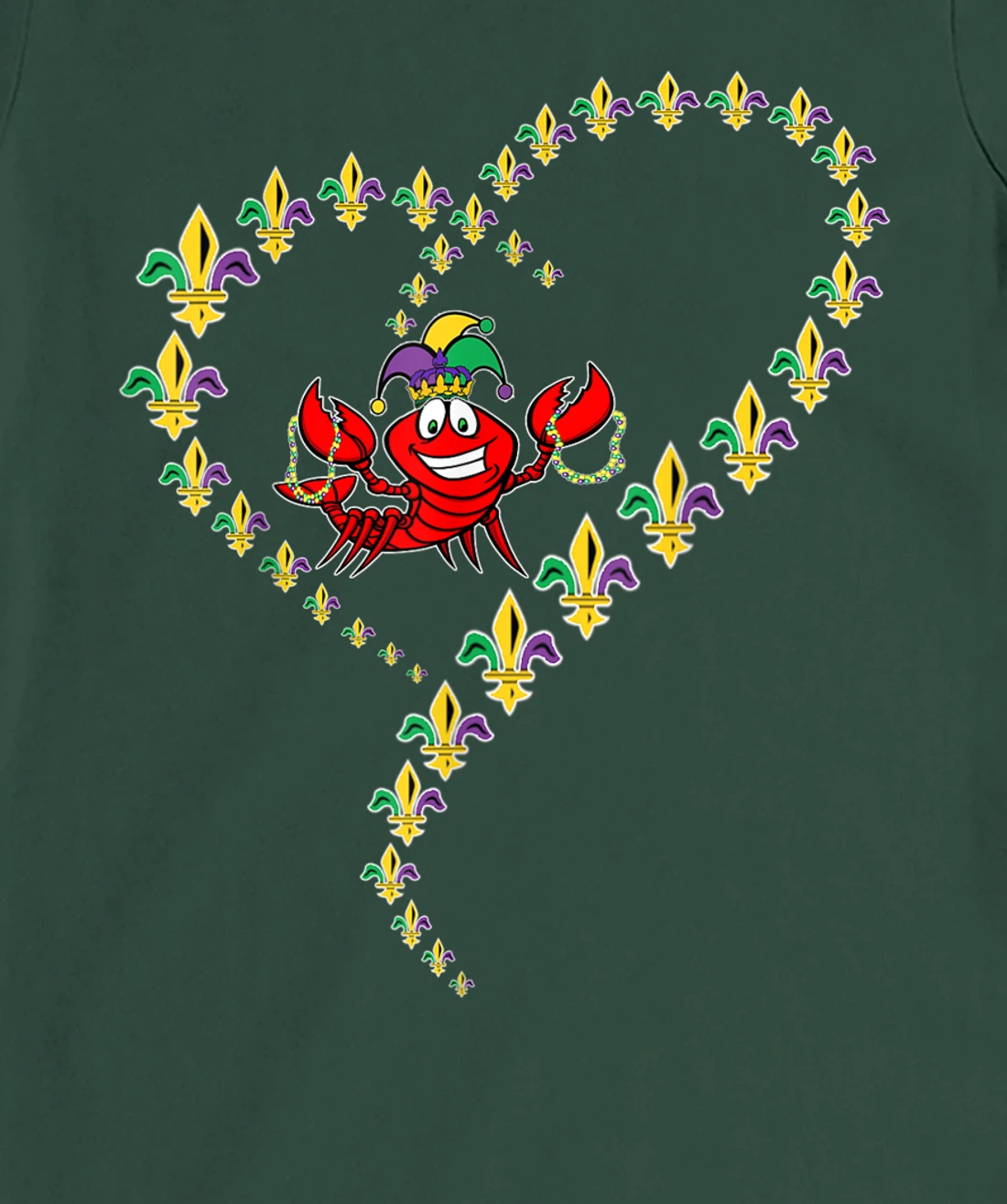 Cool Mardi Gras Fleur-De-Lis Heart Cute Jester Crawfish Boil T-Shirt, Kid T-Shirt and Women T-Shirt