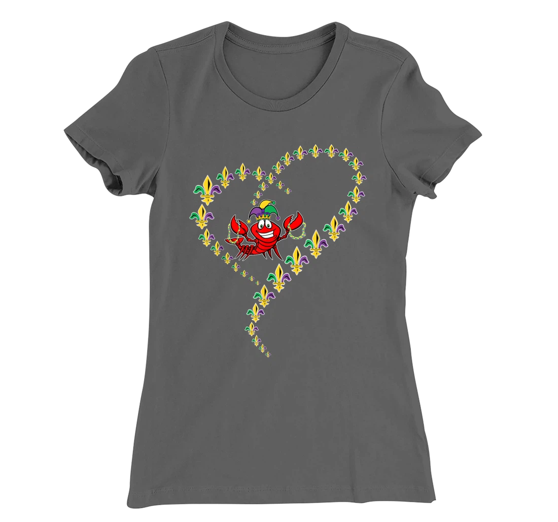 Cool Mardi Gras Fleur-De-Lis Heart Cute Jester Crawfish Boil T-Shirt, Kid T-Shirt and Women T-Shirt