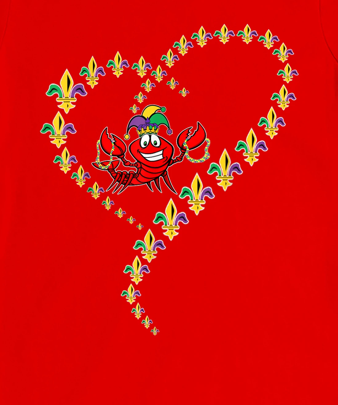 Cool Mardi Gras Fleur-De-Lis Heart Cute Jester Crawfish Boil T-Shirt, Kid T-Shirt and Women T-Shirt