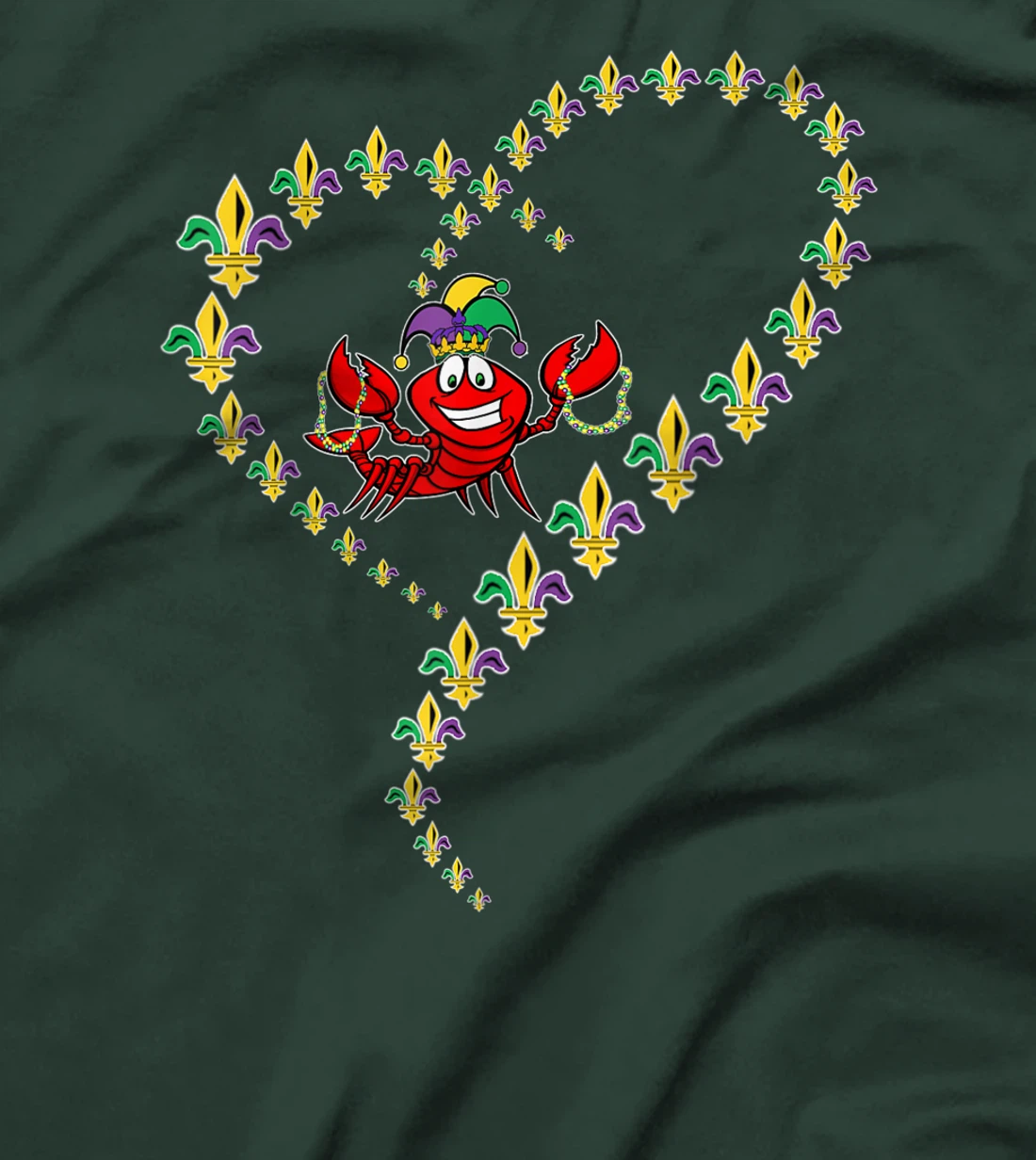 Cool Mardi Gras Fleur-De-Lis Heart Cute Jester Crawfish Boil T-Shirt, Kid T-Shirt and Women T-Shirt