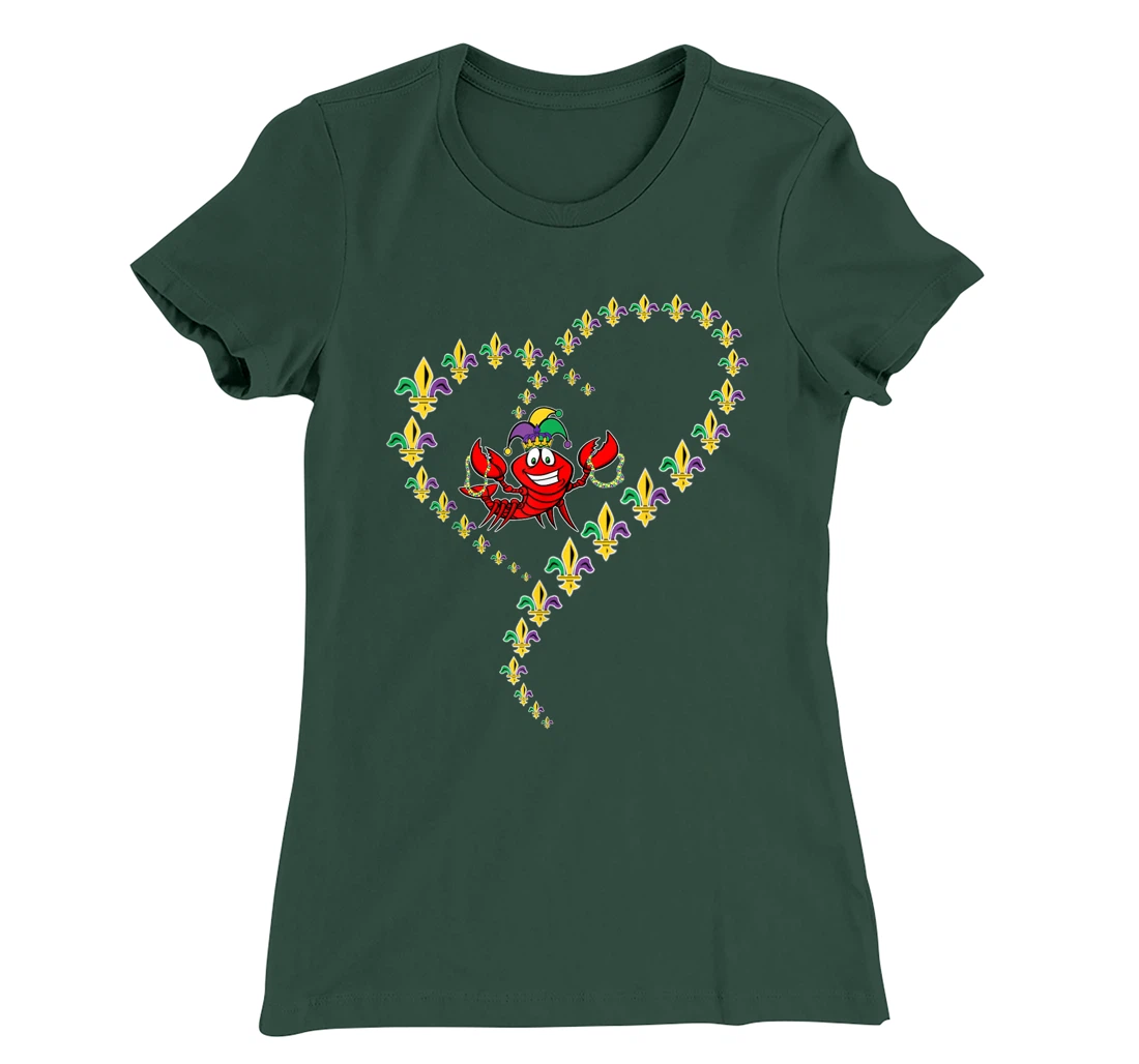 Cool Mardi Gras Fleur-De-Lis Heart Cute Jester Crawfish Boil T-Shirt, Kid T-Shirt and Women T-Shirt