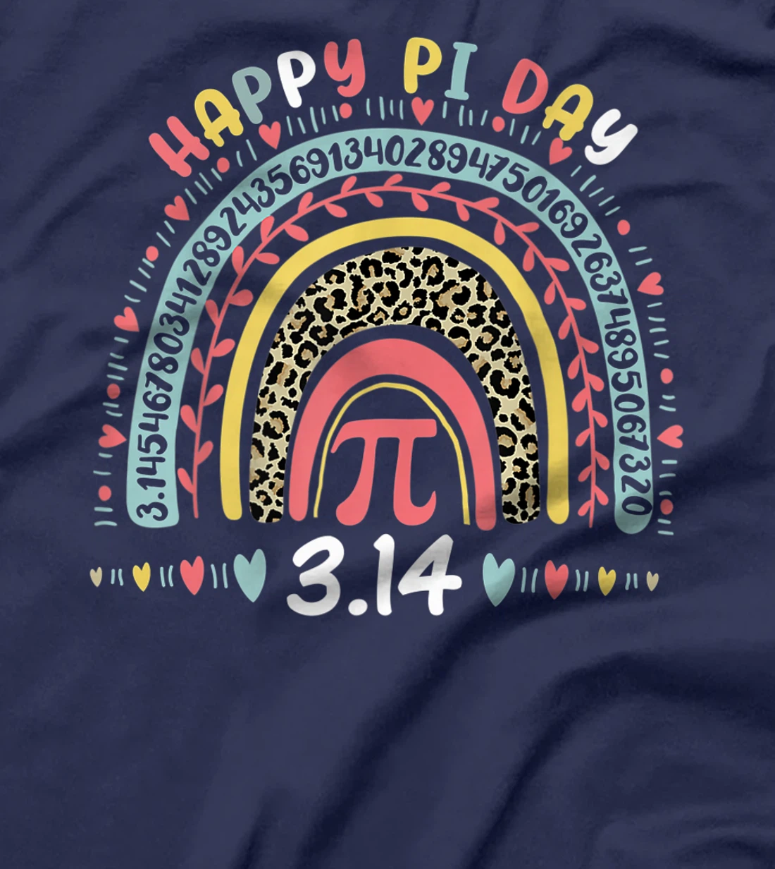 Happy Pi Day Mathematics Math Symbol Teacher Leopard Rainbow T-Shirt, Kid T-Shirt and Women T-Shirt