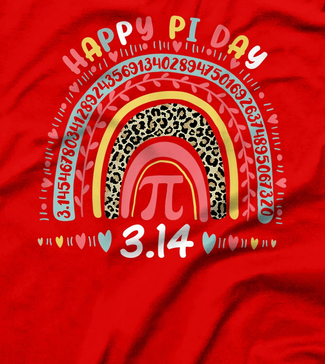 Happy Pi Day Mathematics Math Symbol Teacher Leopard Rainbow T-Shirt, Kid T-Shirt and Women T-Shirt