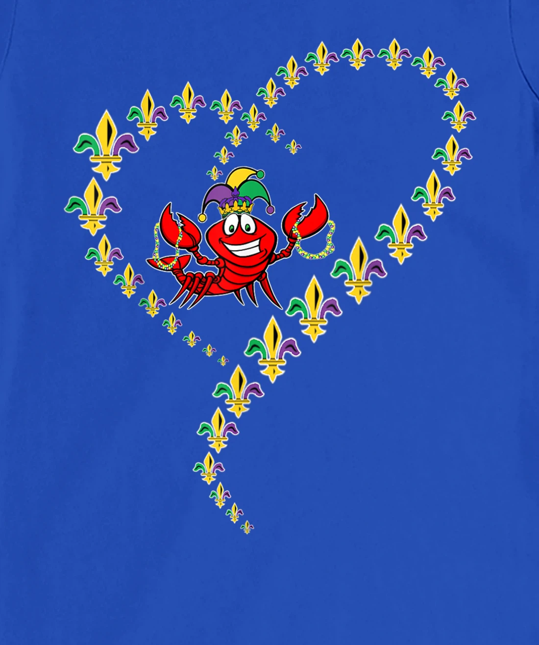 Cool Mardi Gras Fleur-De-Lis Heart Cute Jester Crawfish Boil T-Shirt, Kid T-Shirt and Women T-Shirt
