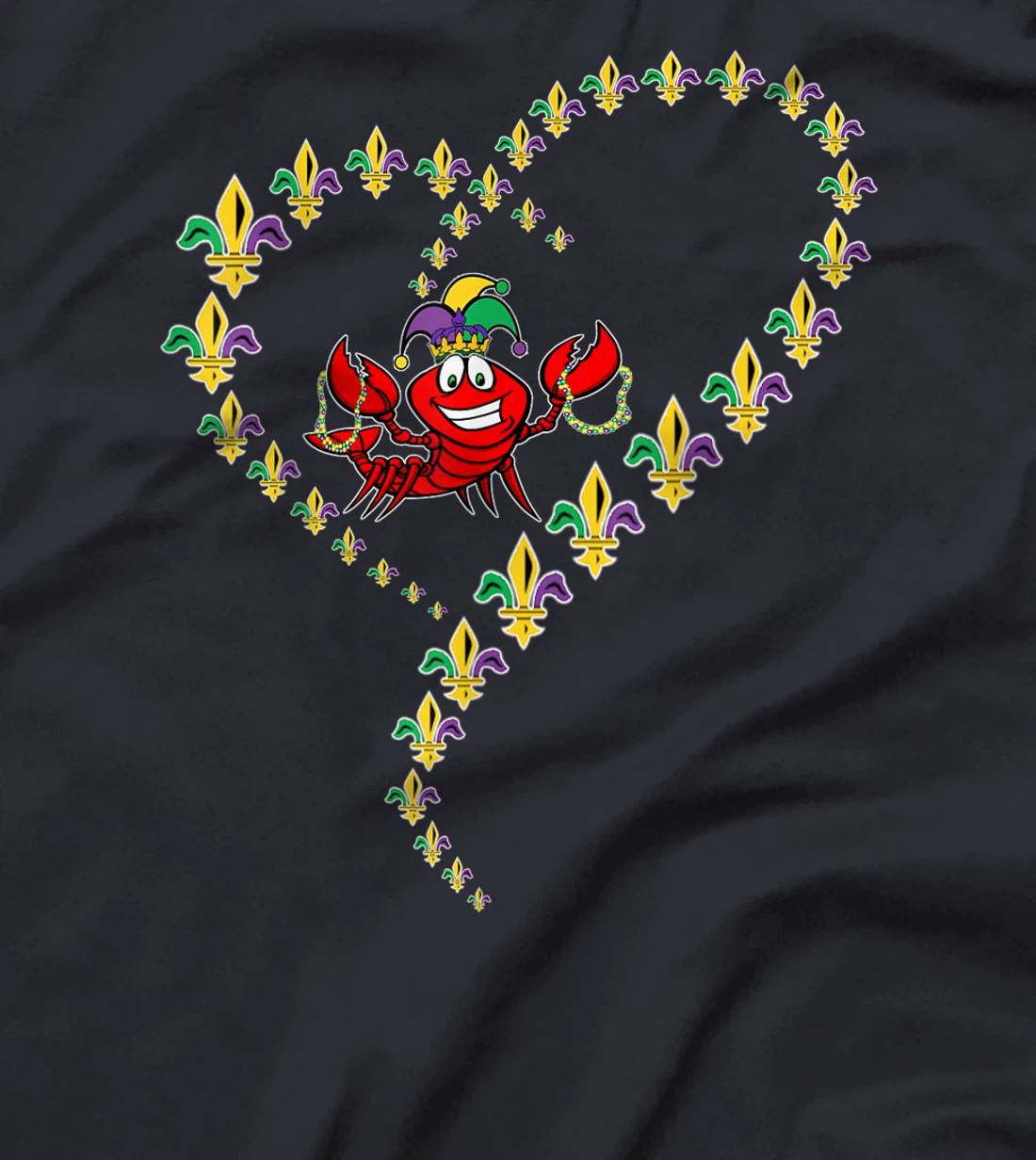 Cool Mardi Gras Fleur-De-Lis Heart Cute Jester Crawfish Boil T-Shirt, Kid T-Shirt and Women T-Shirt