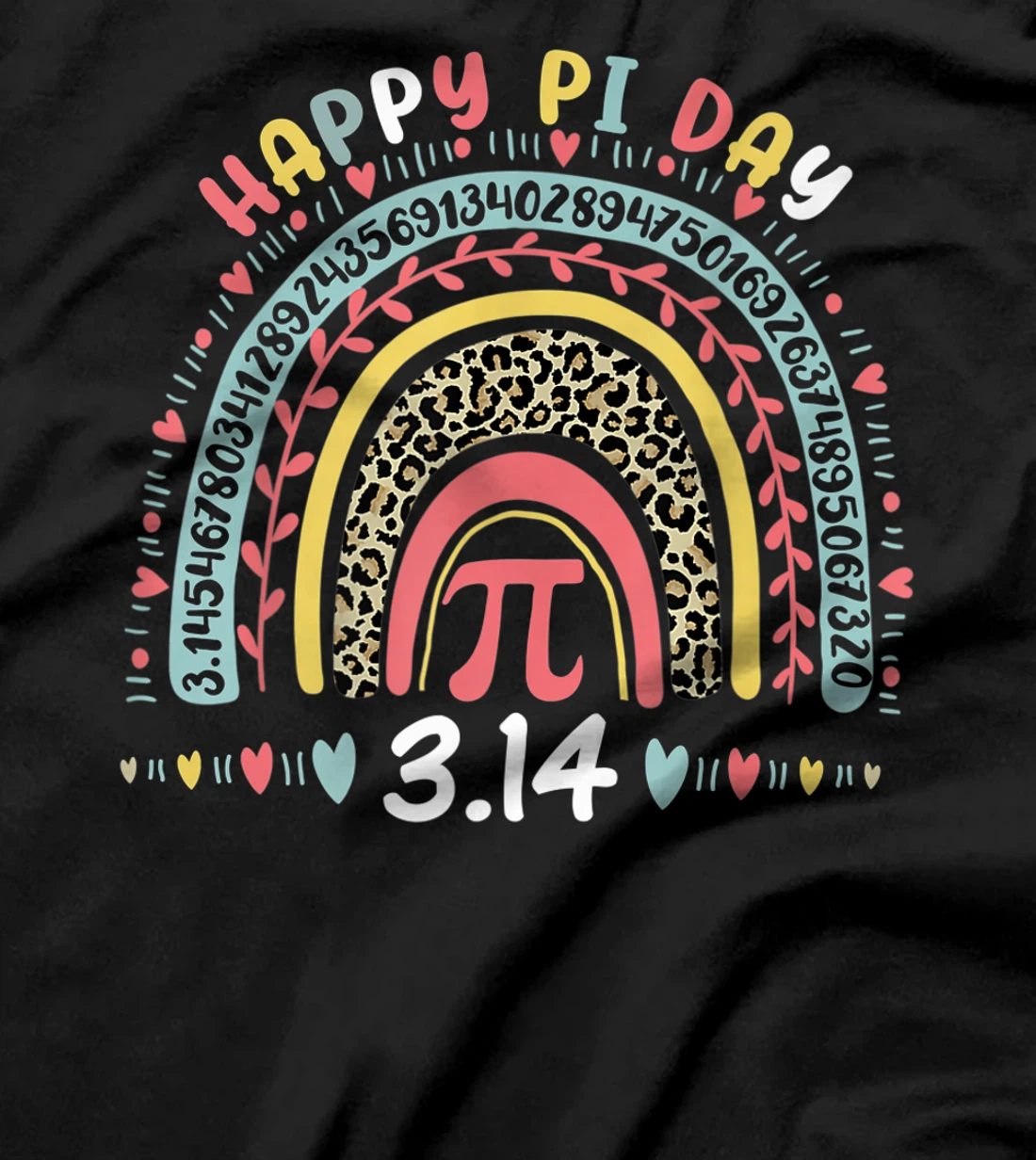 Happy Pi Day Mathematics Math Symbol Teacher Leopard Rainbow T-Shirt, Kid T-Shirt and Women T-Shirt