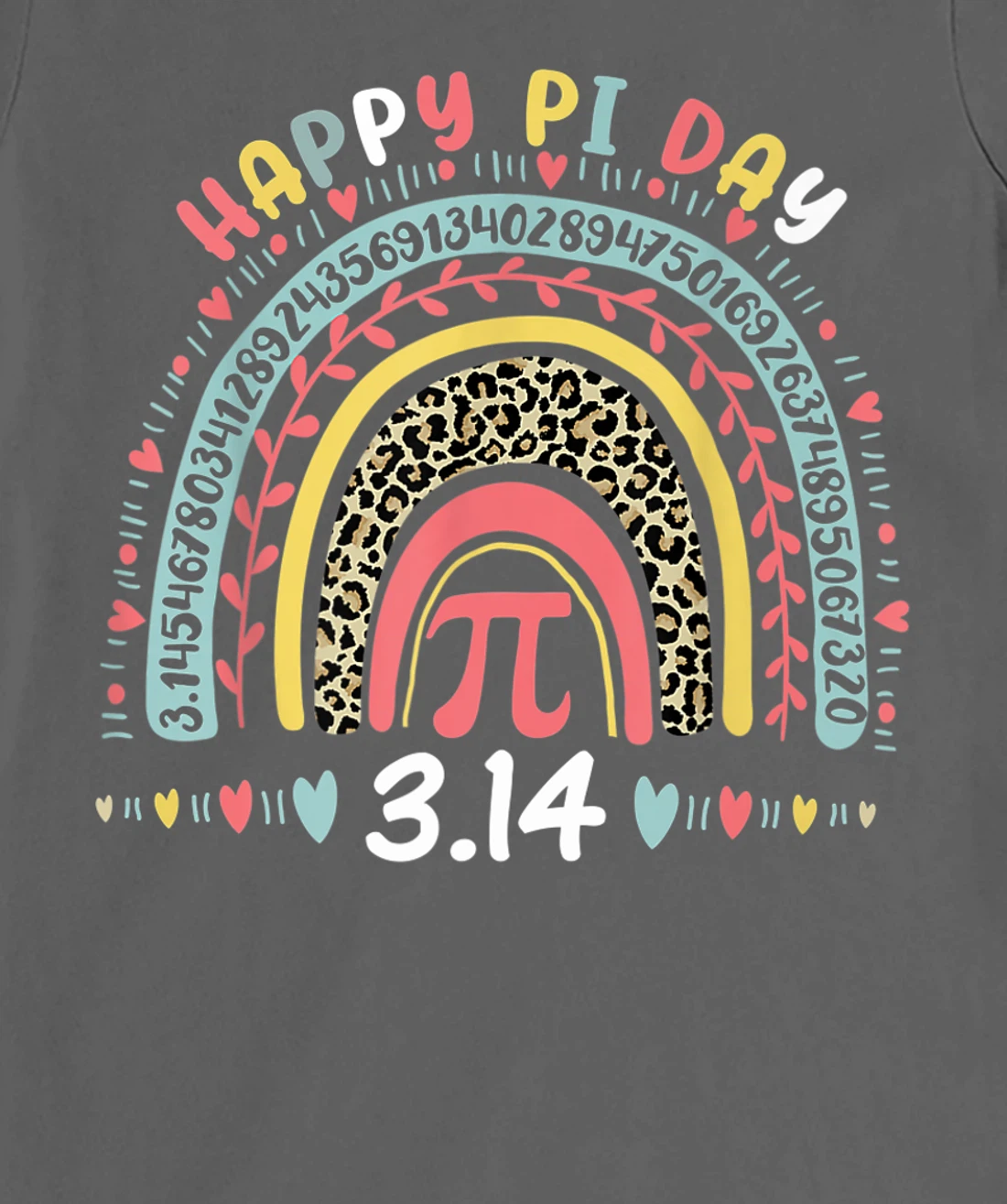 Happy Pi Day Mathematics Math Symbol Teacher Leopard Rainbow T-Shirt, Kid T-Shirt and Women T-Shirt