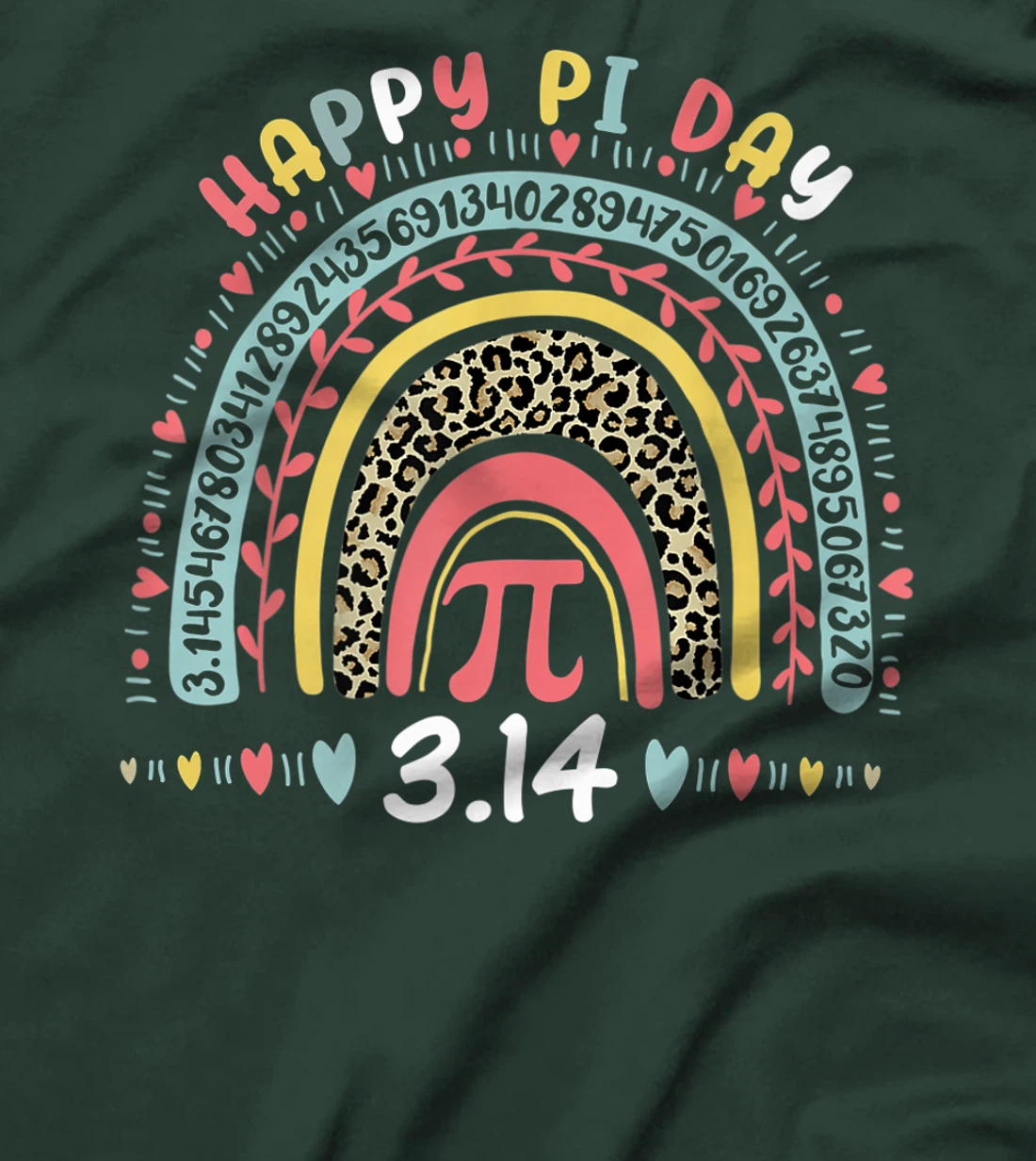 Happy Pi Day Mathematics Math Symbol Teacher Leopard Rainbow T-Shirt, Kid T-Shirt and Women T-Shirt