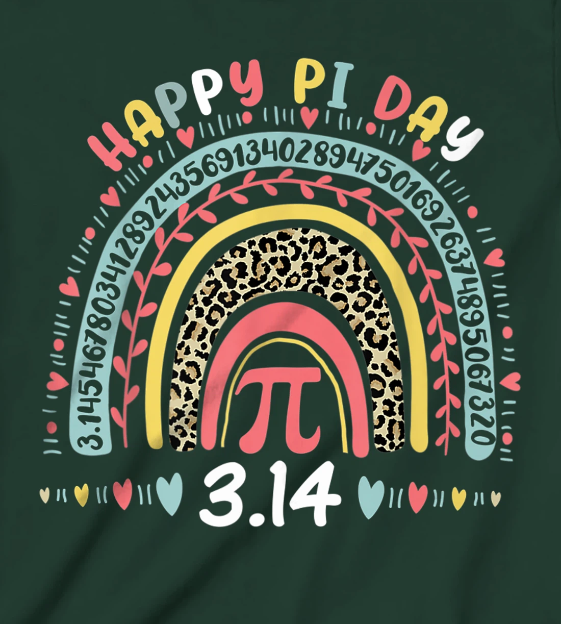 Happy Pi Day Mathematics Math Symbol Teacher Leopard Rainbow T-Shirt, Kid T-Shirt and Women T-Shirt