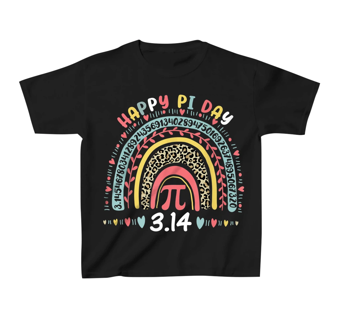Happy Pi Day Mathematics Math Symbol Teacher Leopard Rainbow T-Shirt, Kid T-Shirt and Women T-Shirt