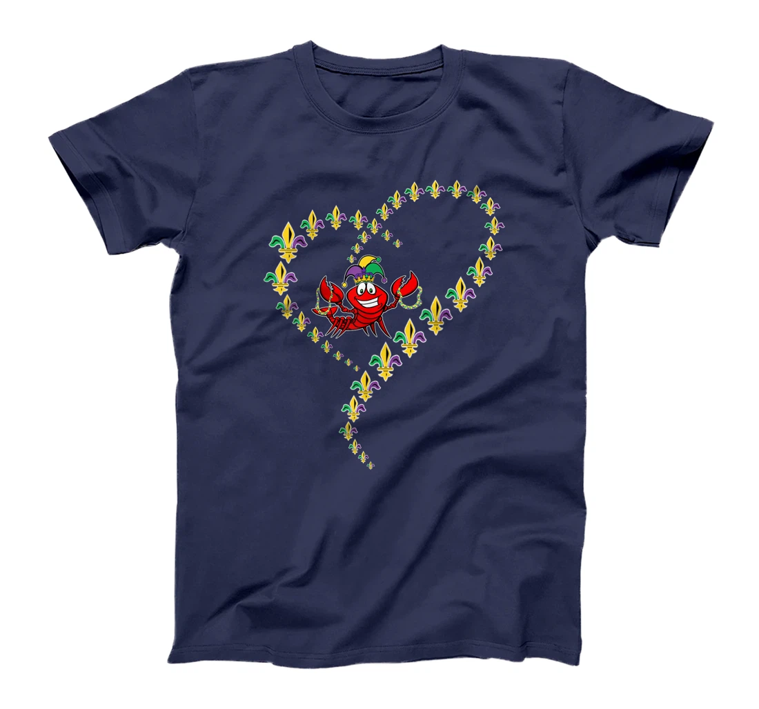 Cool Mardi Gras Fleur-De-Lis Heart Cute Jester Crawfish Boil T-Shirt, Kid T-Shirt and Women T-Shirt