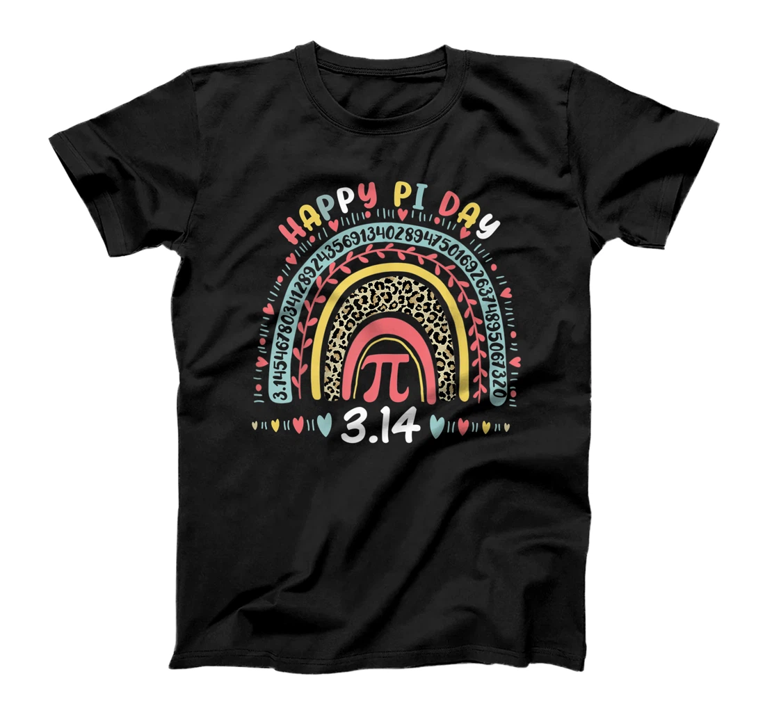 Happy Pi Day Mathematics Math Symbol Teacher Leopard Rainbow T-Shirt, Kid T-Shirt and Women T-Shirt