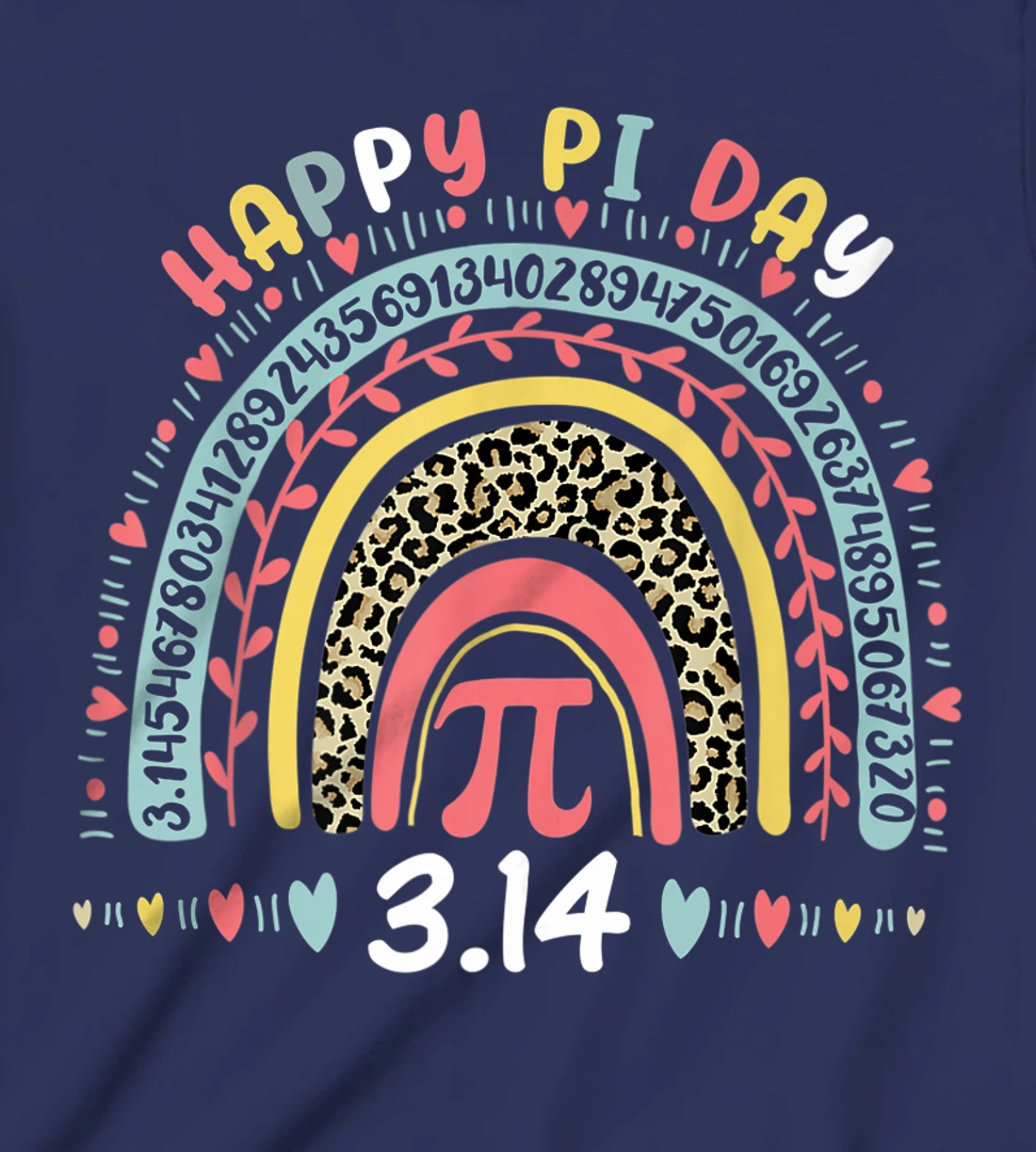 Happy Pi Day Mathematics Math Symbol Teacher Leopard Rainbow T-Shirt, Kid T-Shirt and Women T-Shirt