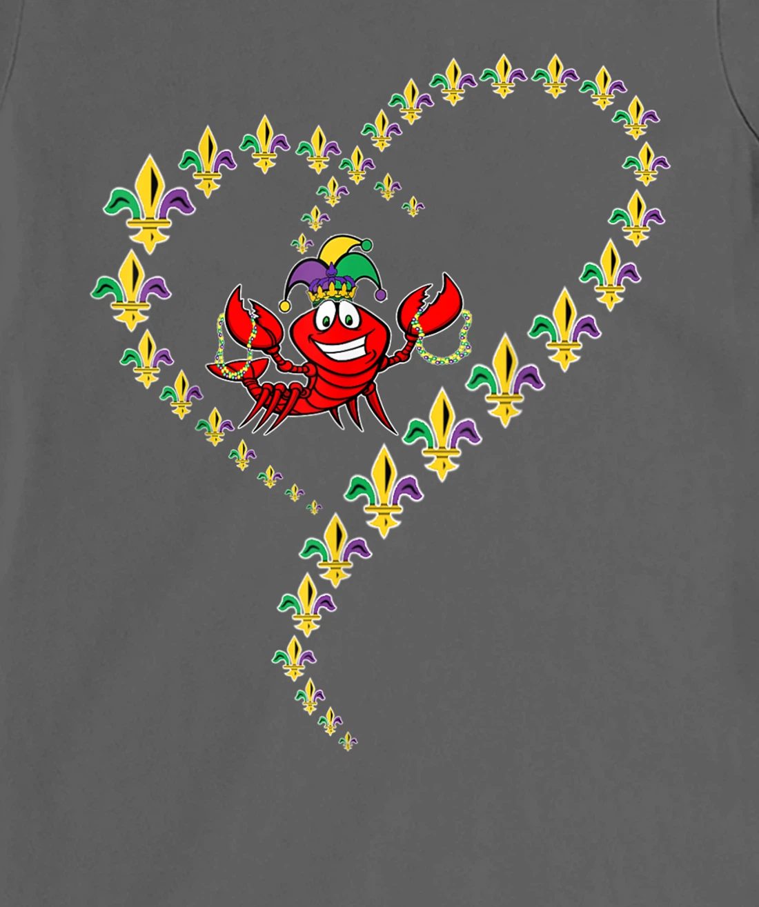 Cool Mardi Gras Fleur-De-Lis Heart Cute Jester Crawfish Boil T-Shirt, Kid T-Shirt and Women T-Shirt