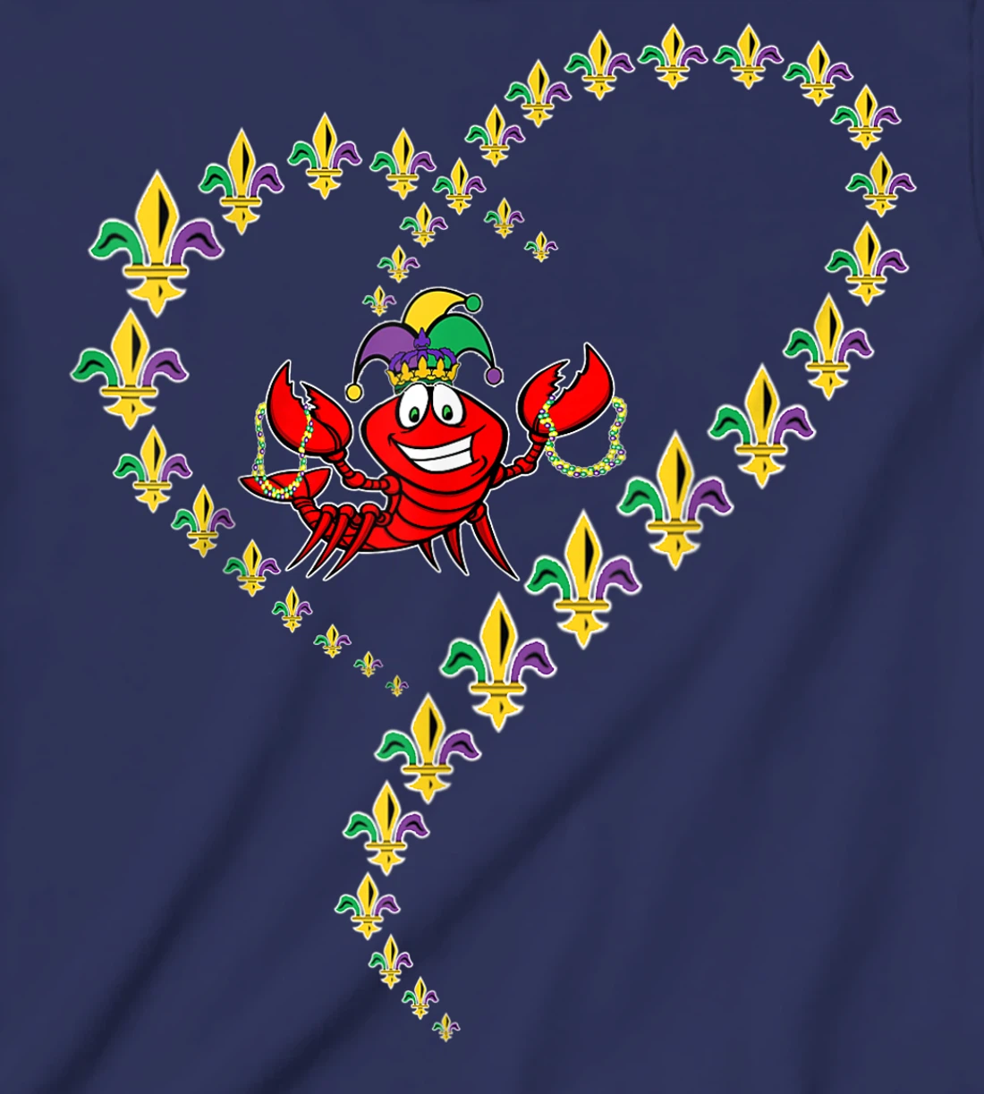 Cool Mardi Gras Fleur-De-Lis Heart Cute Jester Crawfish Boil T-Shirt, Kid T-Shirt and Women T-Shirt