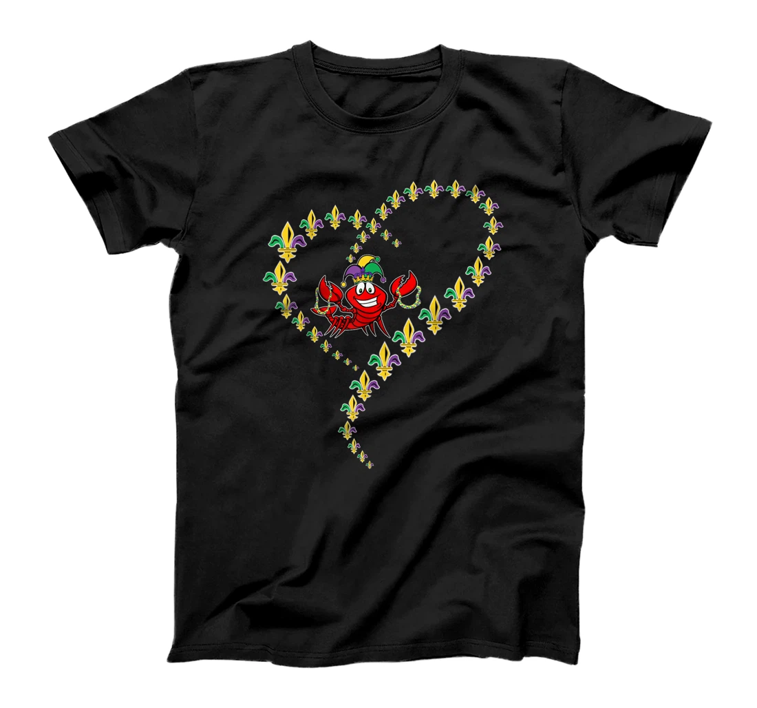 Cool Mardi Gras Fleur-De-Lis Heart Cute Jester Crawfish Boil T-Shirt, Kid T-Shirt and Women T-Shirt