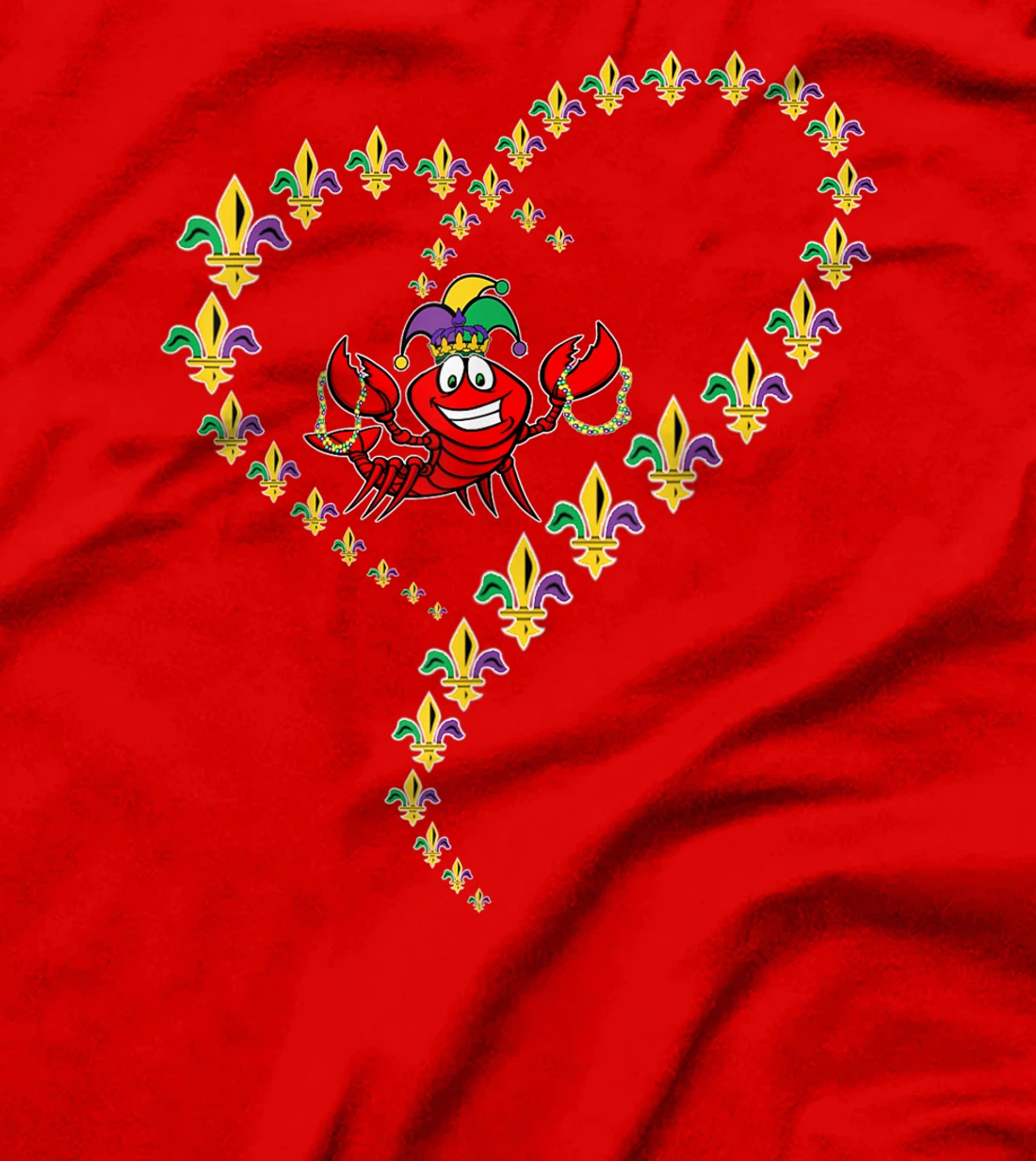 Cool Mardi Gras Fleur-De-Lis Heart Cute Jester Crawfish Boil T-Shirt, Kid T-Shirt and Women T-Shirt