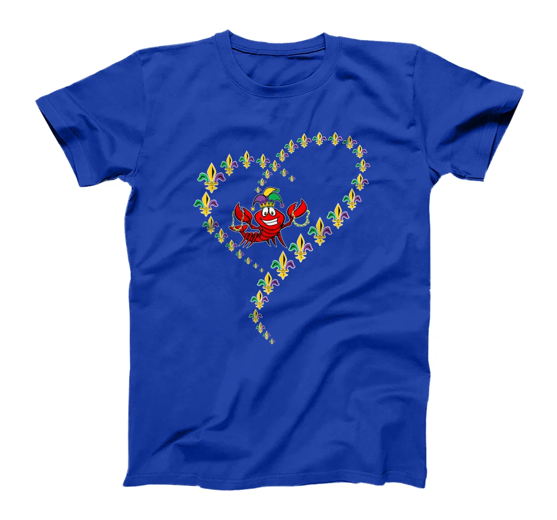 Cool Mardi Gras Fleur-De-Lis Heart Cute Jester Crawfish Boil T-Shirt, Kid T-Shirt and Women T-Shirt