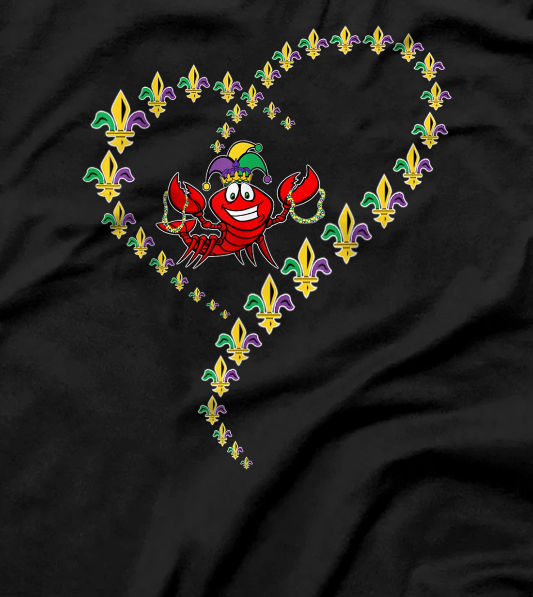 Cool Mardi Gras Fleur-De-Lis Heart Cute Jester Crawfish Boil T-Shirt, Kid T-Shirt and Women T-Shirt