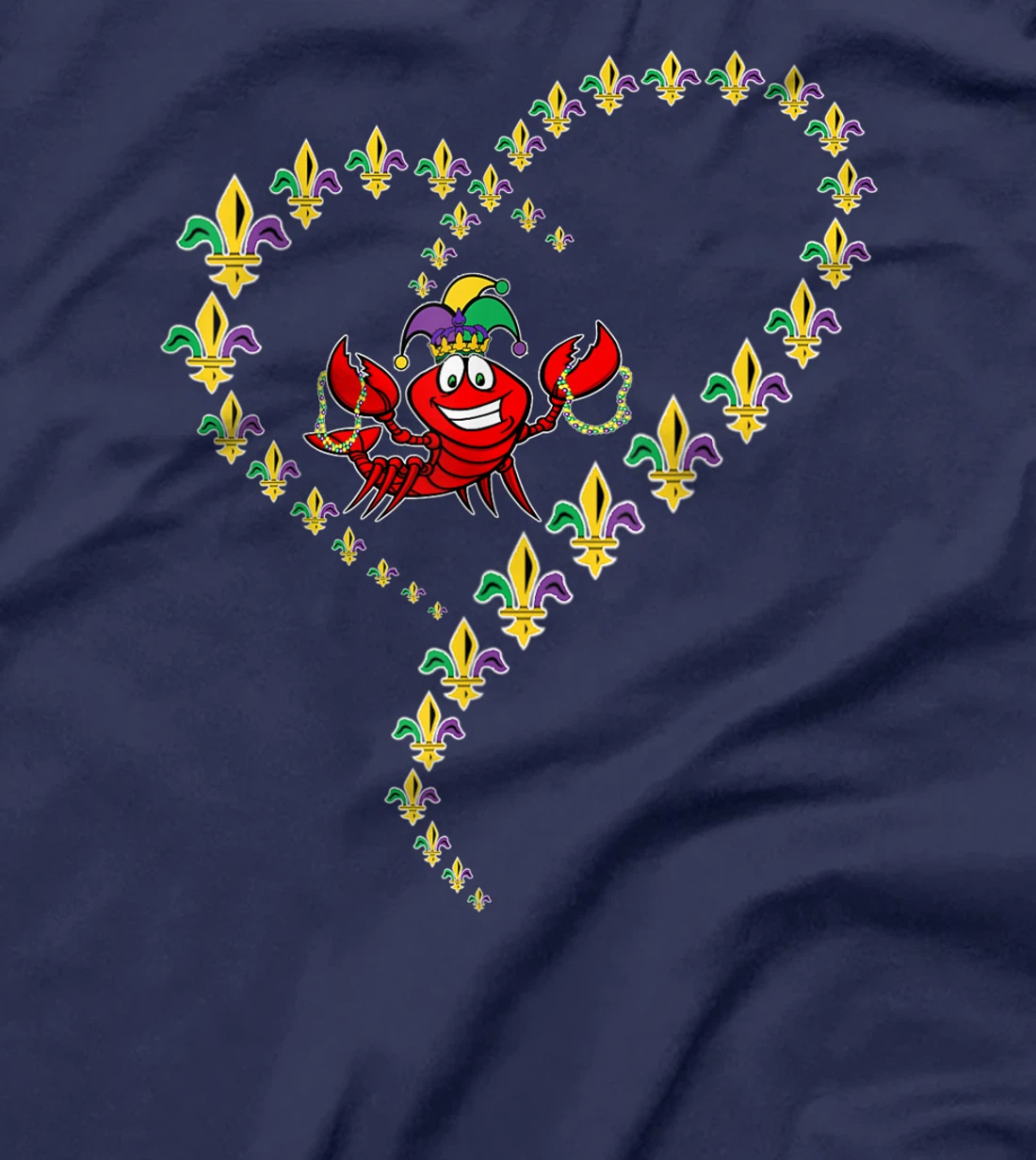 Cool Mardi Gras Fleur-De-Lis Heart Cute Jester Crawfish Boil T-Shirt, Kid T-Shirt and Women T-Shirt