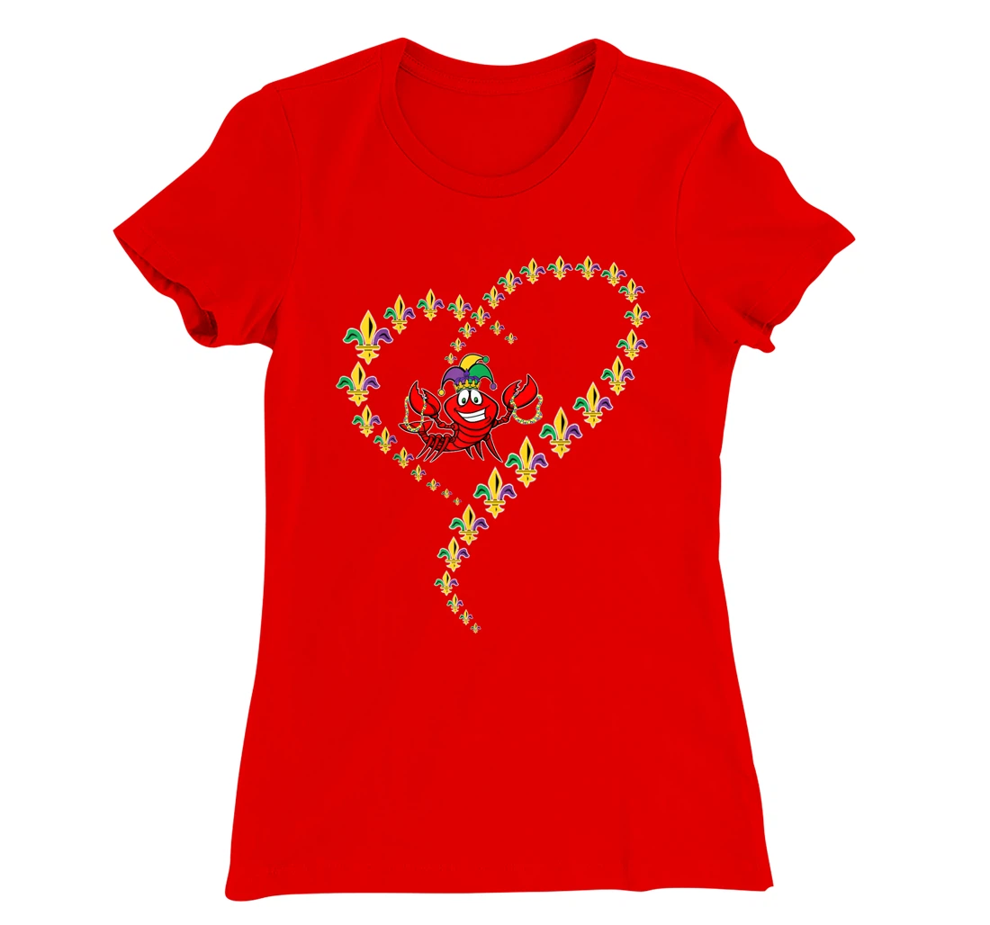 Cool Mardi Gras Fleur-De-Lis Heart Cute Jester Crawfish Boil T-Shirt, Kid T-Shirt and Women T-Shirt