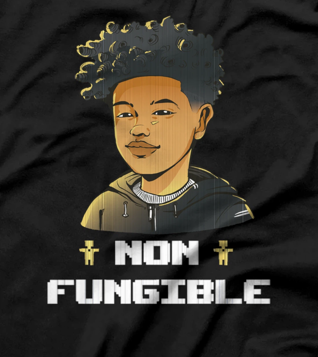Reusable African American Boy - Pixel Single Design T-Shirt